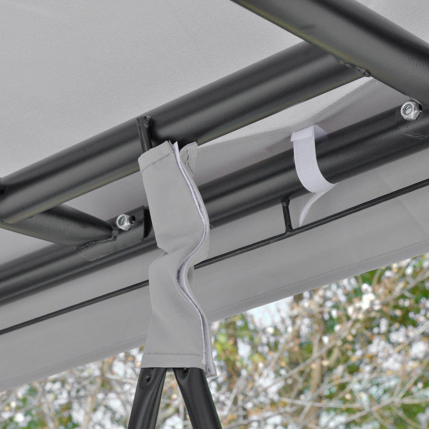 Outsunny Swing Chair Bed with Canopy - Grey - ALL4U RETAILER LTD