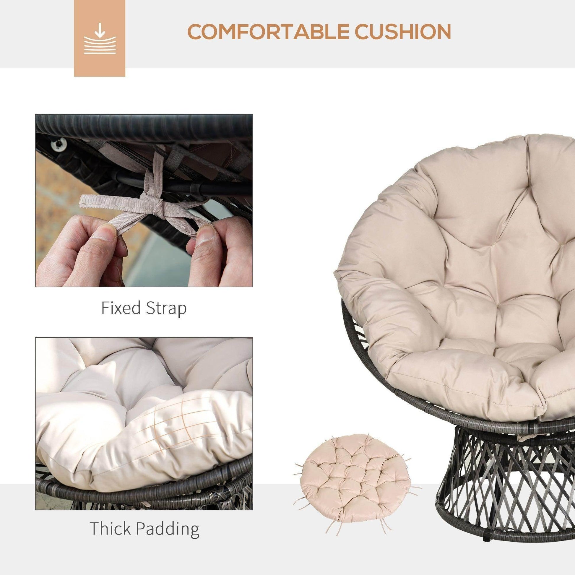 Outsunny Swivel Rattan Chair - Comfortable Outdoor Seating - ALL4U RETAILER LTD