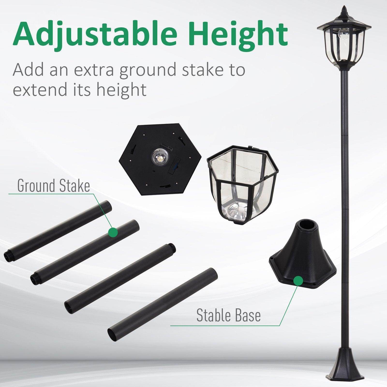 Outsunny Tall Black Solar LED Lamp Post for Gardens - ALL4U RETAILER LTD