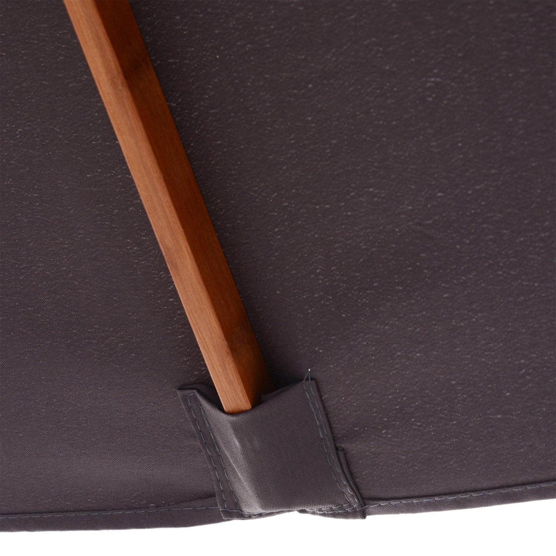 Outsunny Tilt Mechanism Bamboo Wooden Frame Parasol - Deep Grey - ALL4U RETAILER LTD