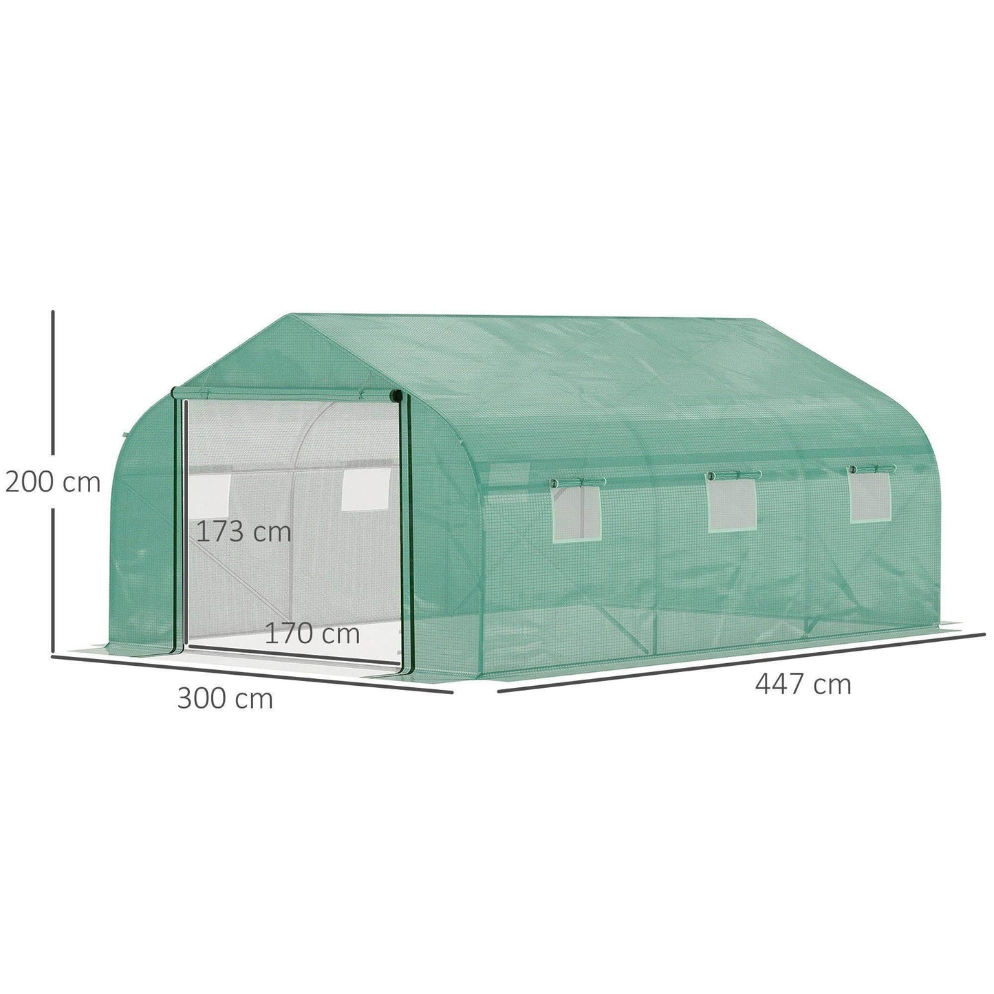 Outsunny Walk-in Tunnel Greenhouse 4.47x3m - Portable Polytunnel Tent - ALL4U RETAILER LTD