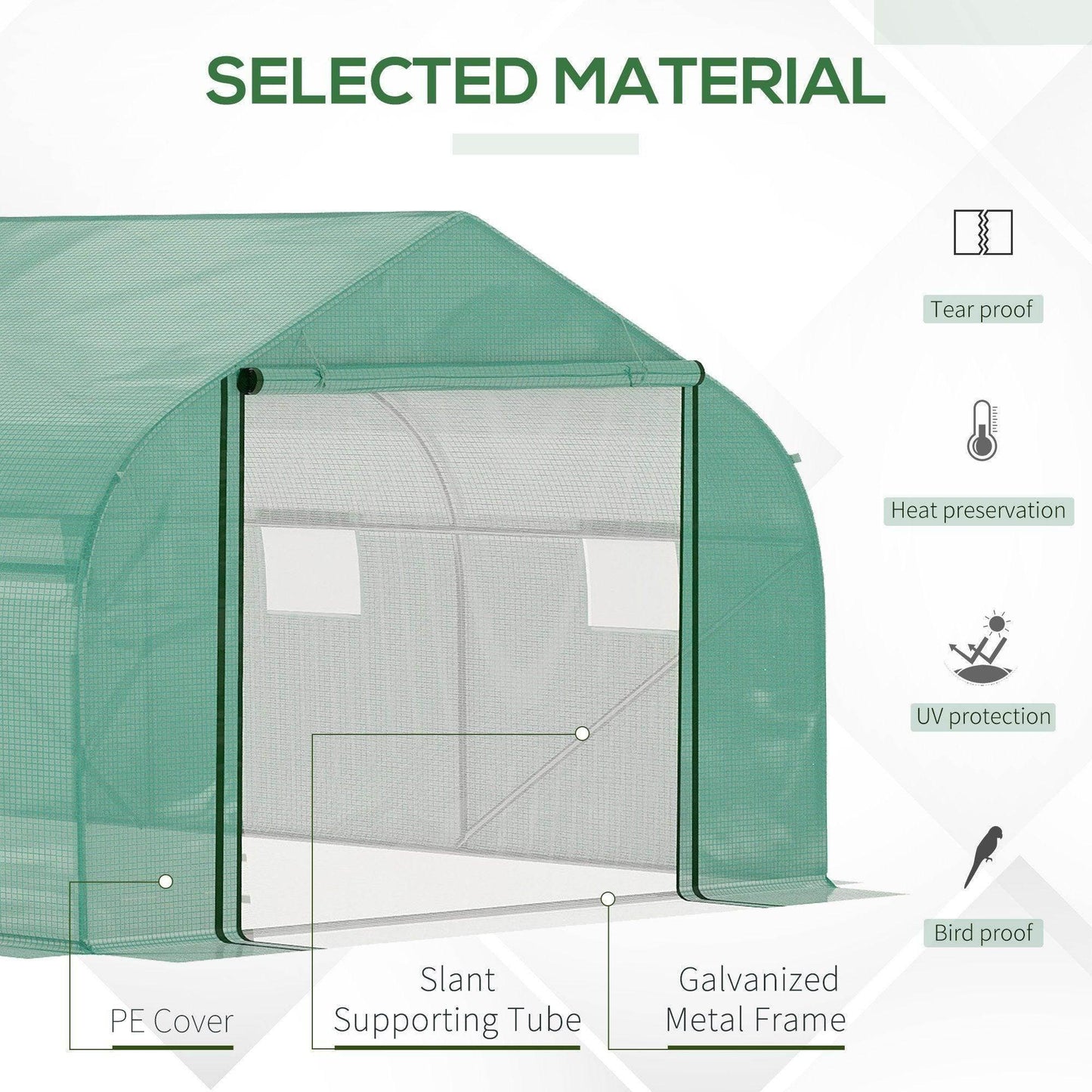 Outsunny Walk-in Tunnel Greenhouse 4.47x3m - Portable Polytunnel Tent - ALL4U RETAILER LTD