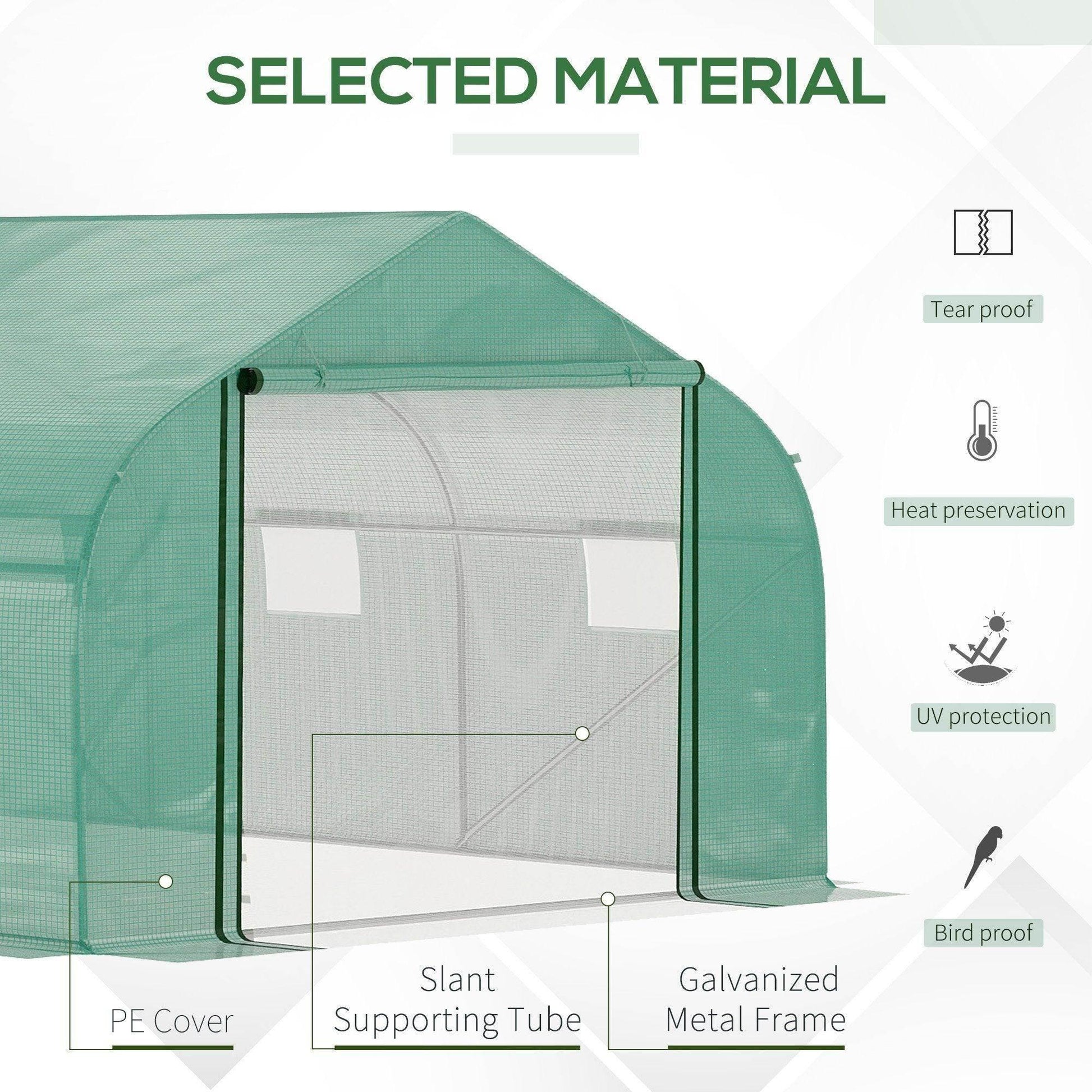 Outsunny Walk-in Tunnel Greenhouse 4.47x3m - Portable Polytunnel Tent - ALL4U RETAILER LTD