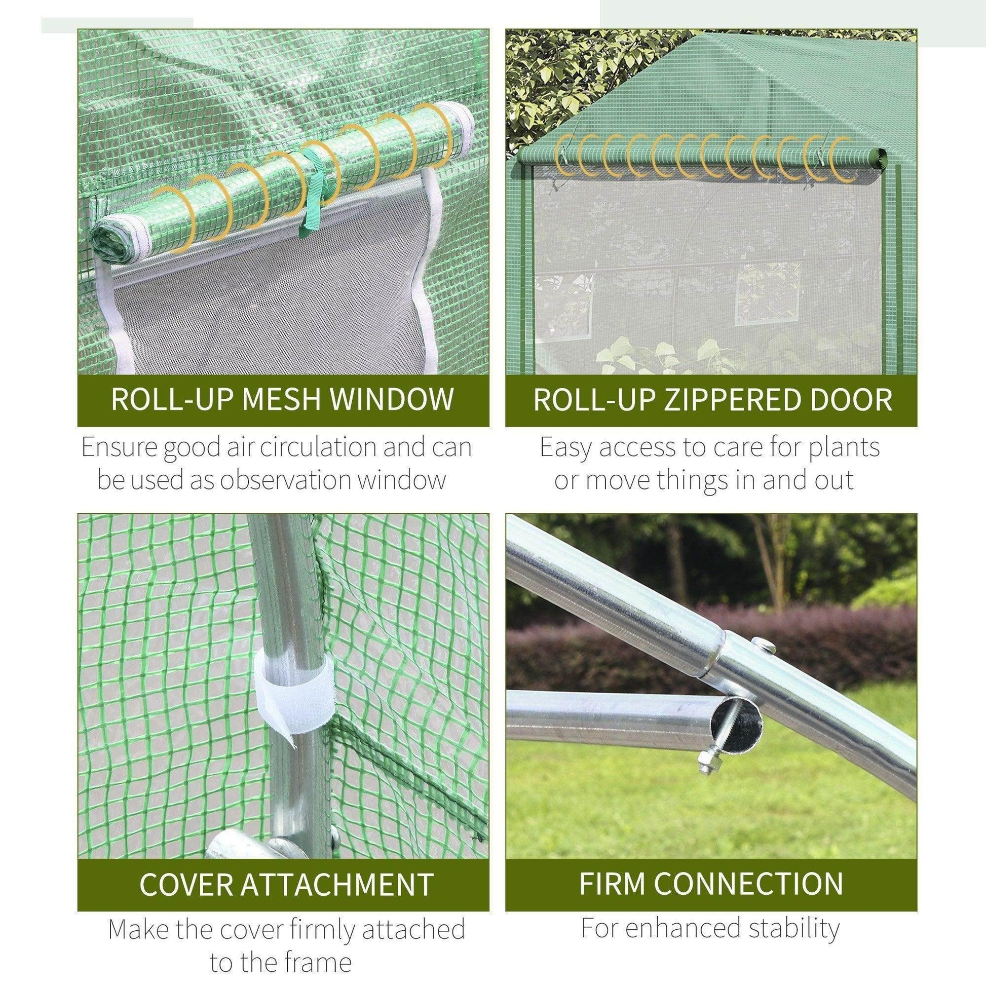 Outsunny Walk-in Tunnel Greenhouse 4.47x3m - Portable Polytunnel Tent - ALL4U RETAILER LTD