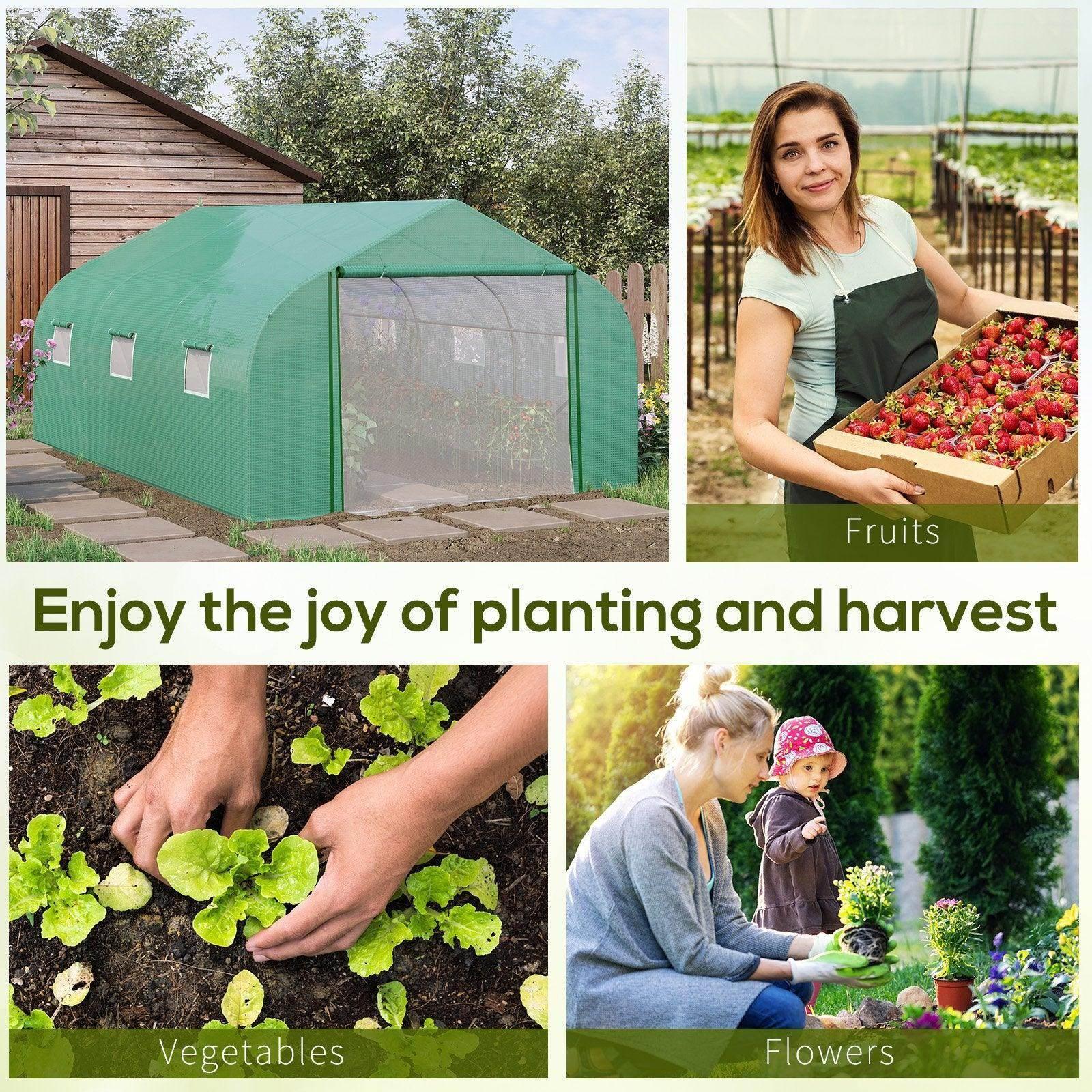 Outsunny Walk-in Tunnel Greenhouse 4.47x3m - Portable Polytunnel Tent - ALL4U RETAILER LTD