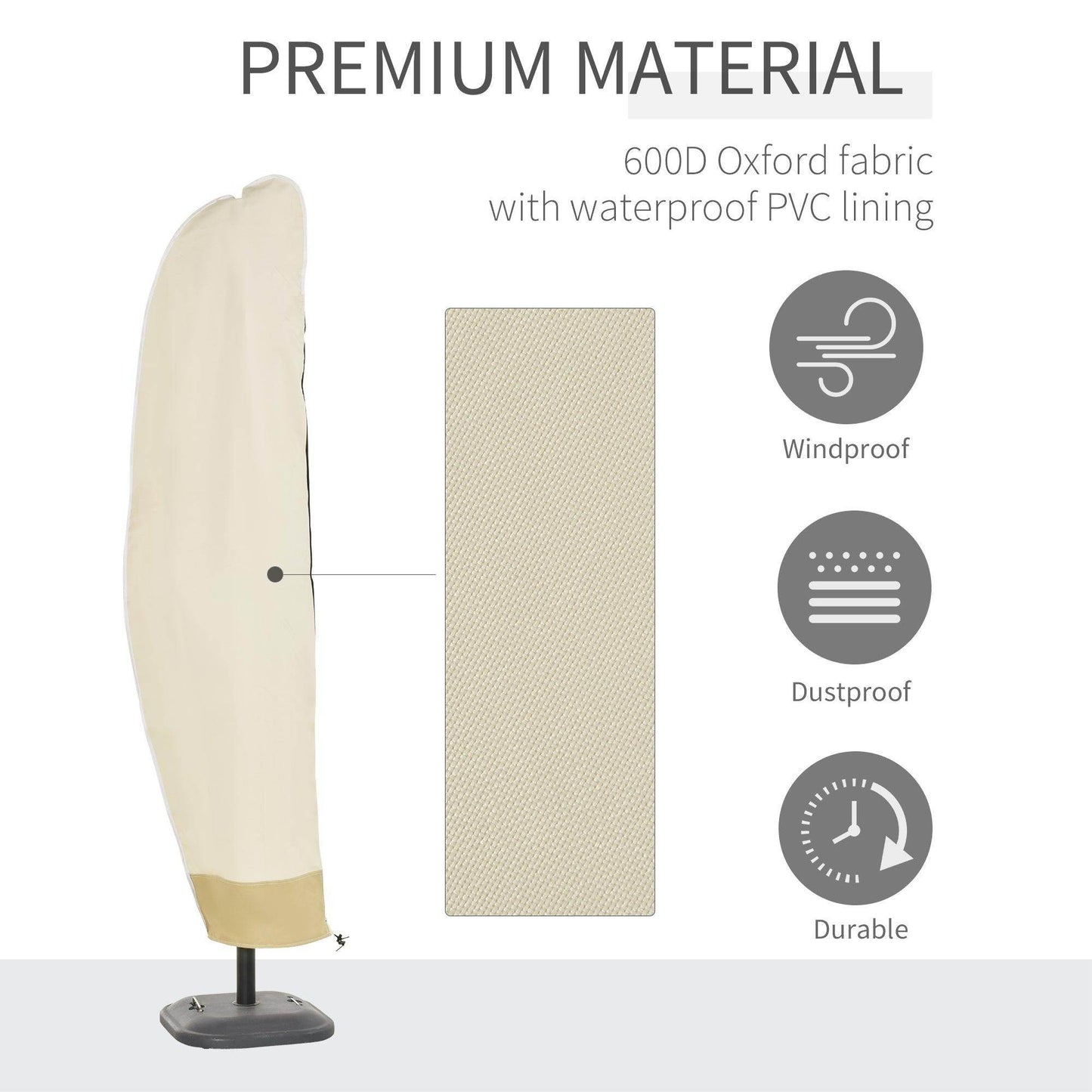 Outsunny Waterproof Garden Parasol Cover - 56 cm x 220 cm - ALL4U RETAILER LTD