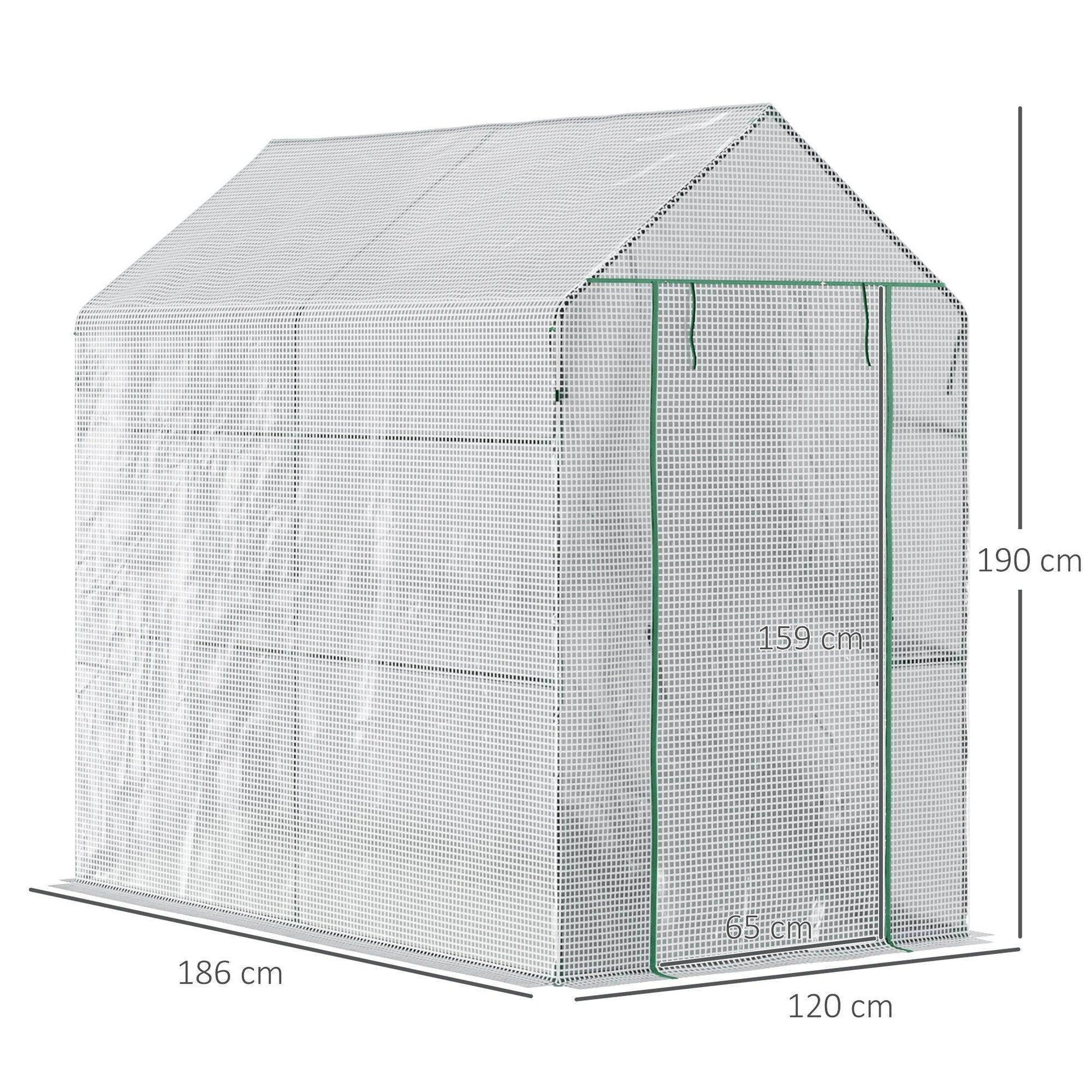 Outsunny White Garden Greenhouse - 60x120x190cm - ALL4U RETAILER LTD