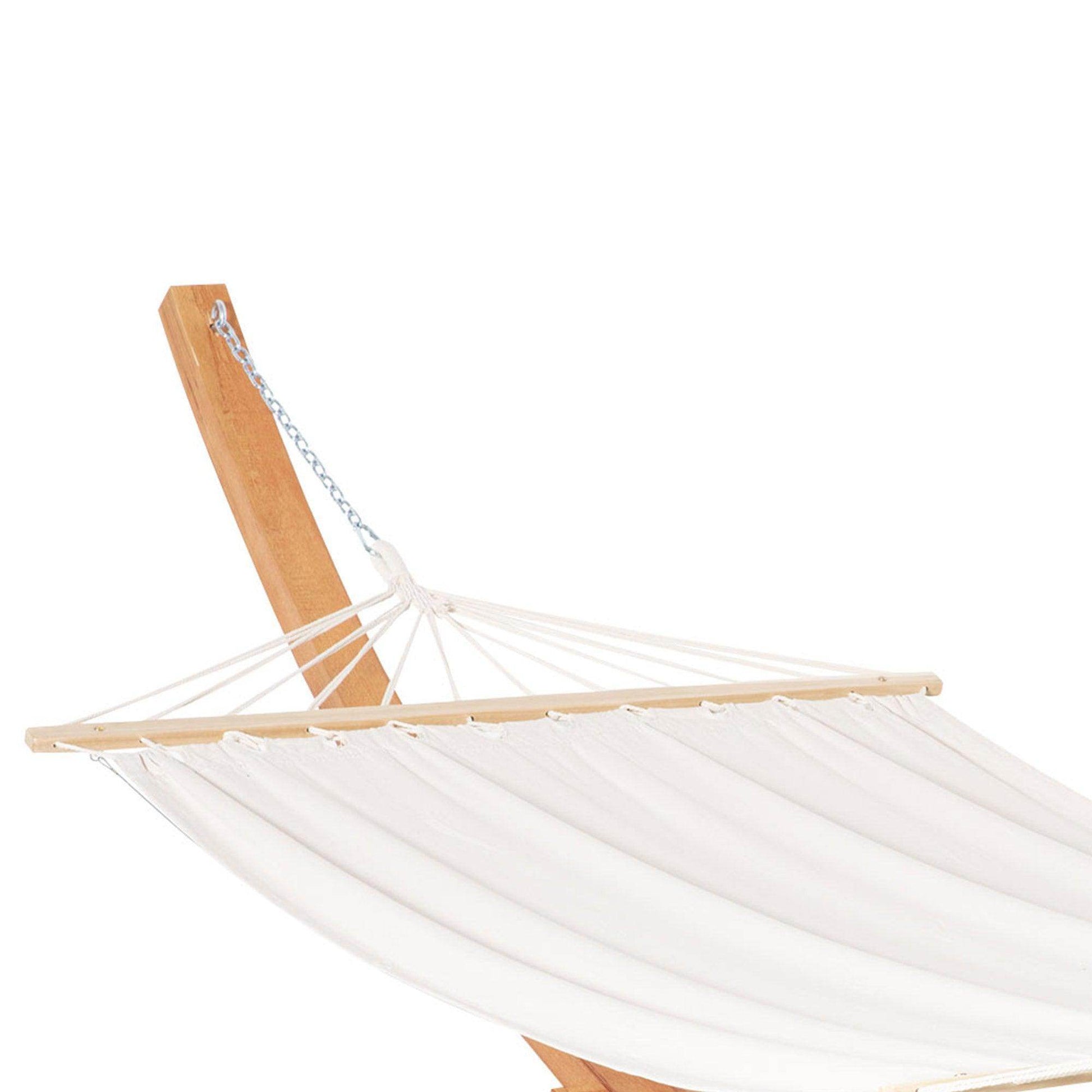 Outsunny White Hammock with Wooden Stand - Patio Swing Bed - ALL4U RETAILER LTD