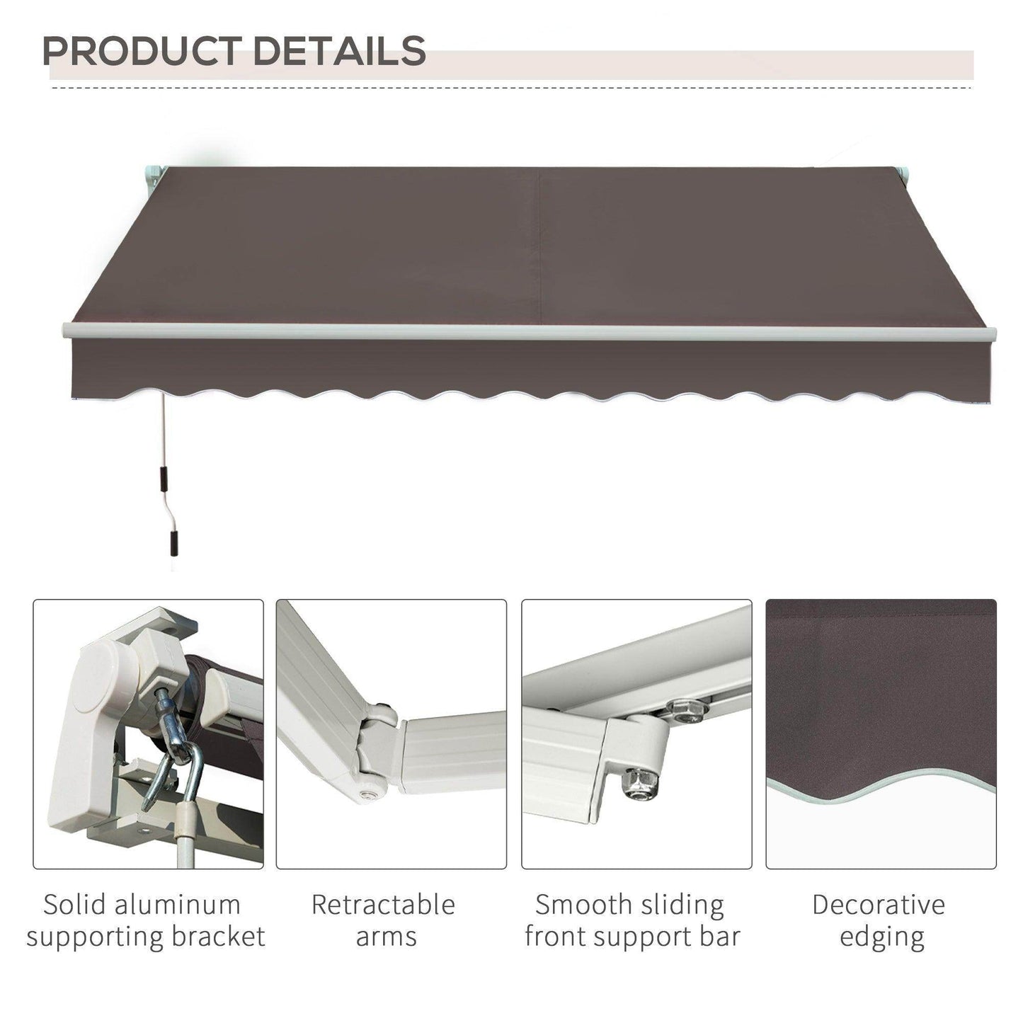 Outsunny Window Awning Canopy - 3x2m Grey - ALL4U RETAILER LTD