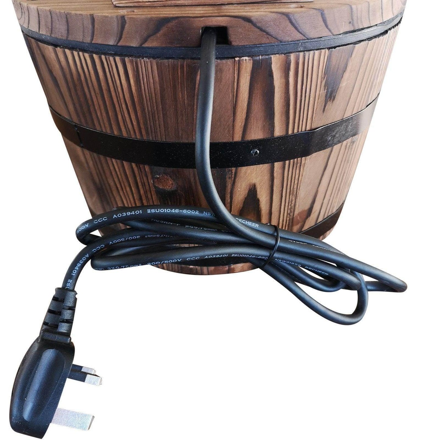 Outsunny Wood Barrel Pump Water Fountain - Electric Garden Feature - ALL4U RETAILER LTD