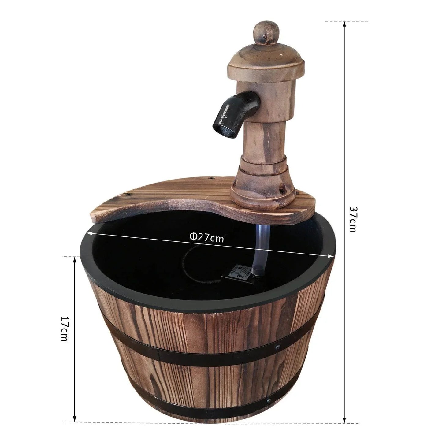 Outsunny Wood Barrel Water Pump Fountain - ALL4U RETAILER LTD