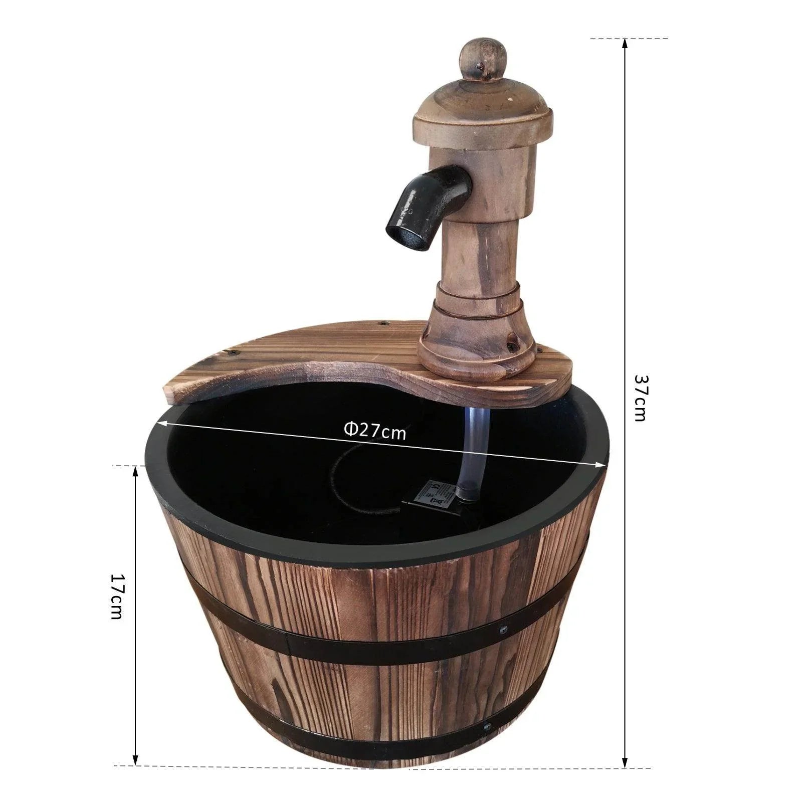 Outsunny Wood Barrel Water Pump Fountain - ALL4U RETAILER LTD