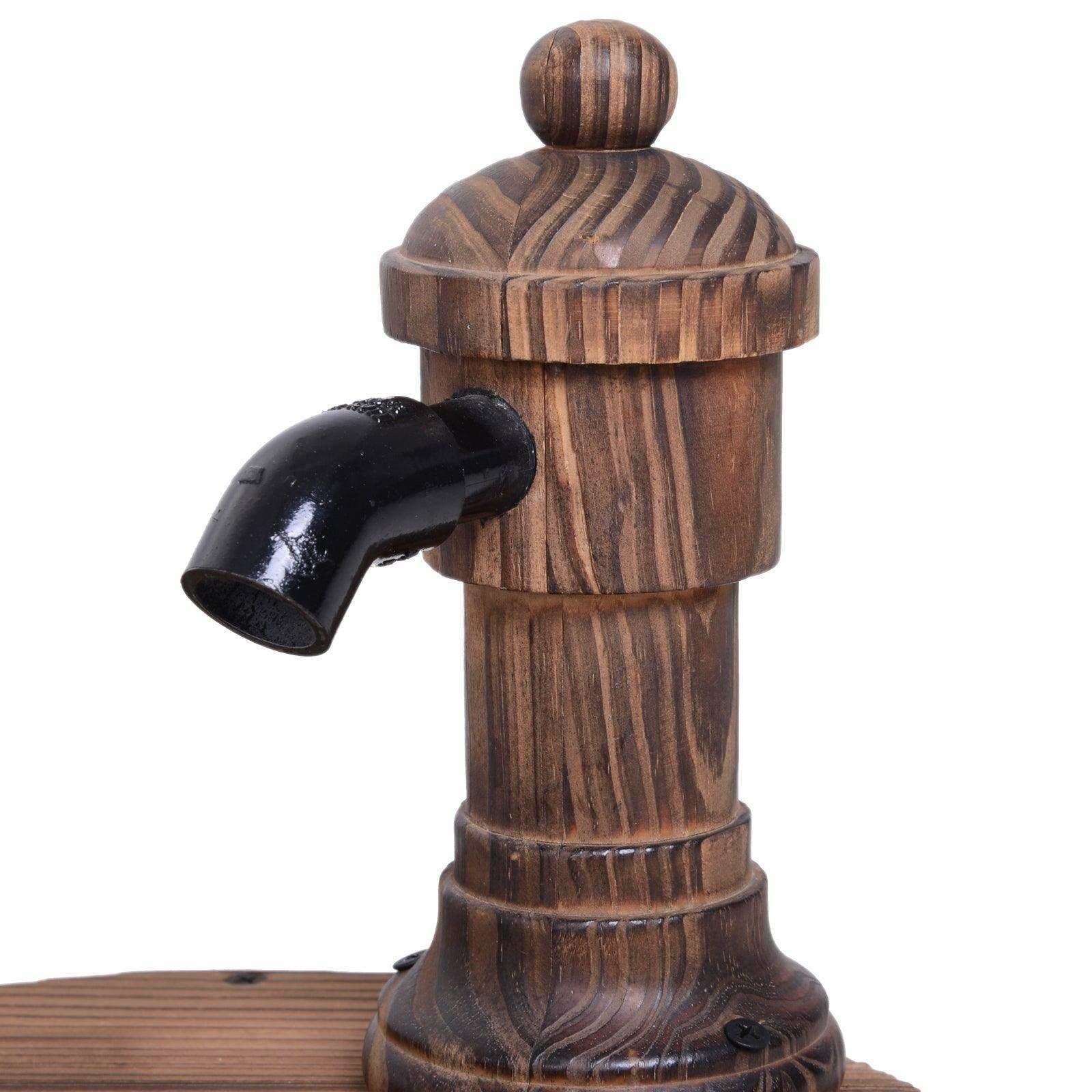 Outsunny Wood Barrel Water Pump Fountain - ALL4U RETAILER LTD