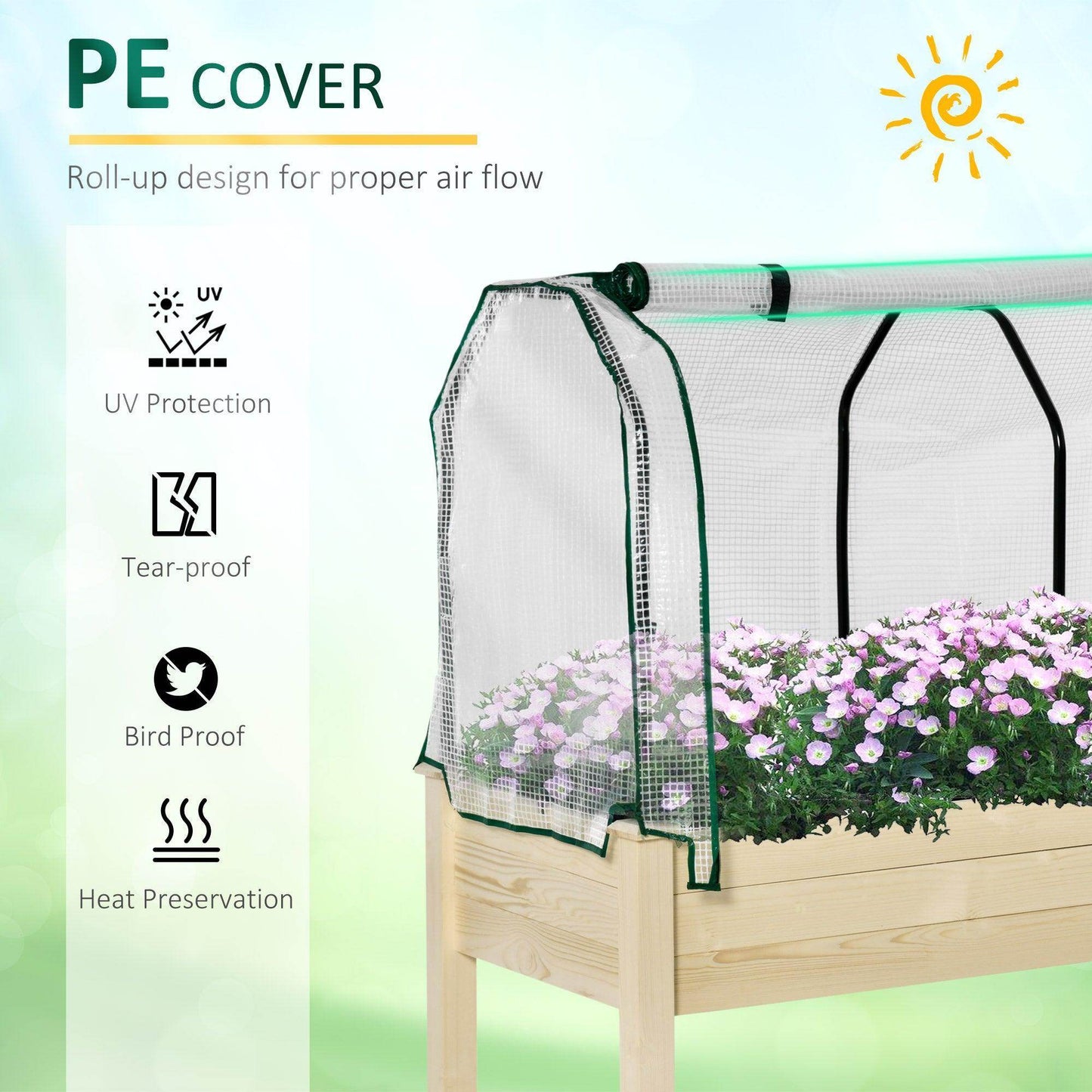 Outsunny Wood Planter Box with Greenhouse Cover - ALL4U RETAILER LTD