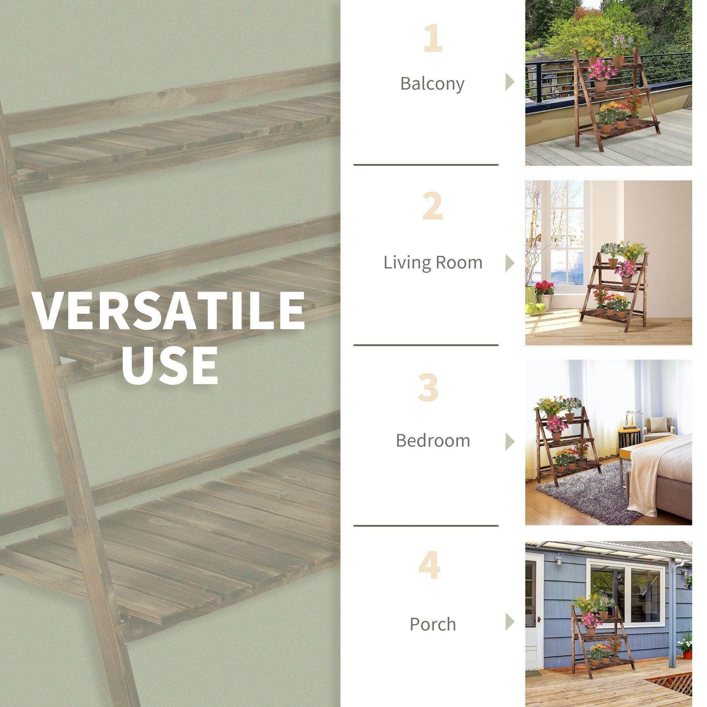 Outsunny Wooden 3-Tier Flower Stand - Elegant Display Rack - ALL4U RETAILER LTD