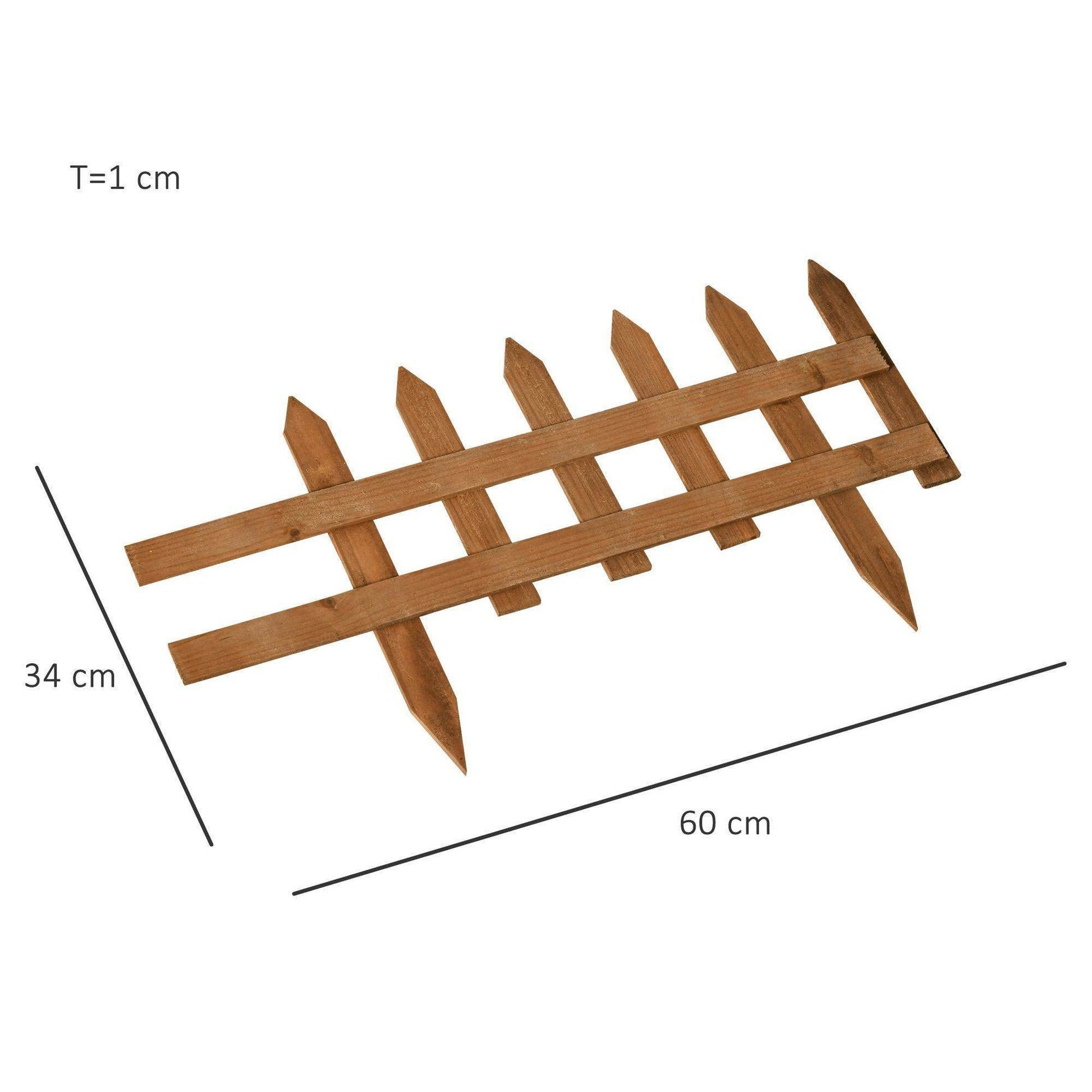 Outsunny Wooden Border Fences - Pack of 12 for Garden Edging - ALL4U RETAILER LTD