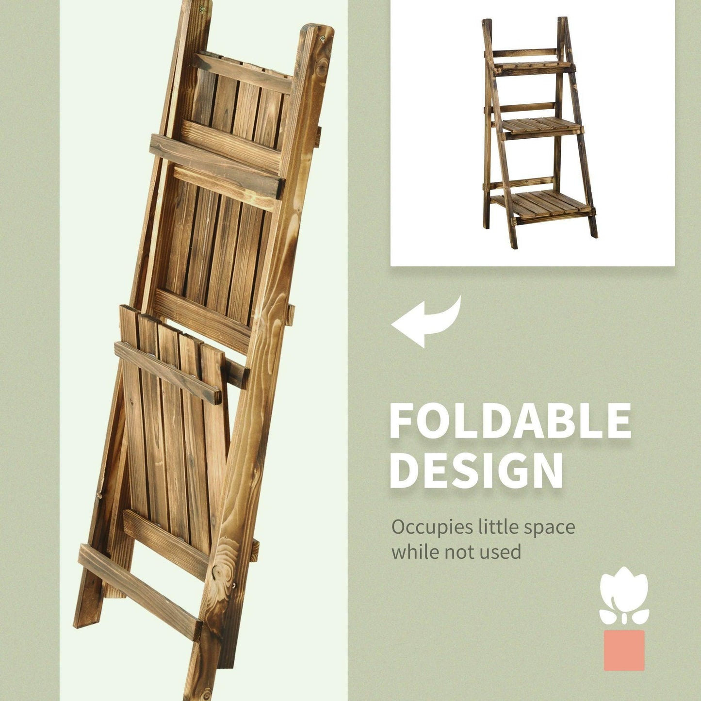 Outsunny Wooden Flower Stand - 3 Tier Display Rack - ALL4U RETAILER LTD