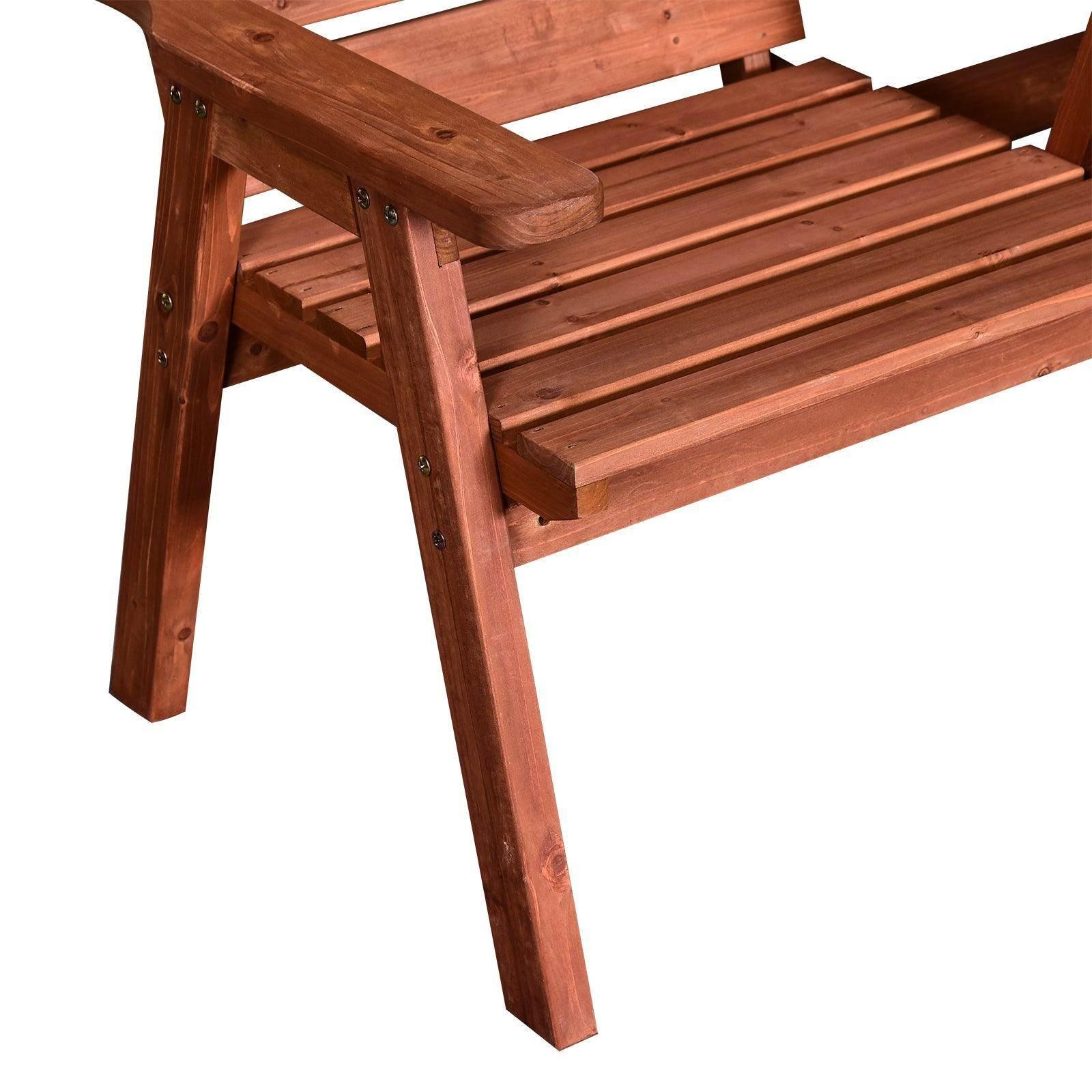 Outsunny Wooden Garden Bench Loveseat with Table - ALL4U RETAILER LTD