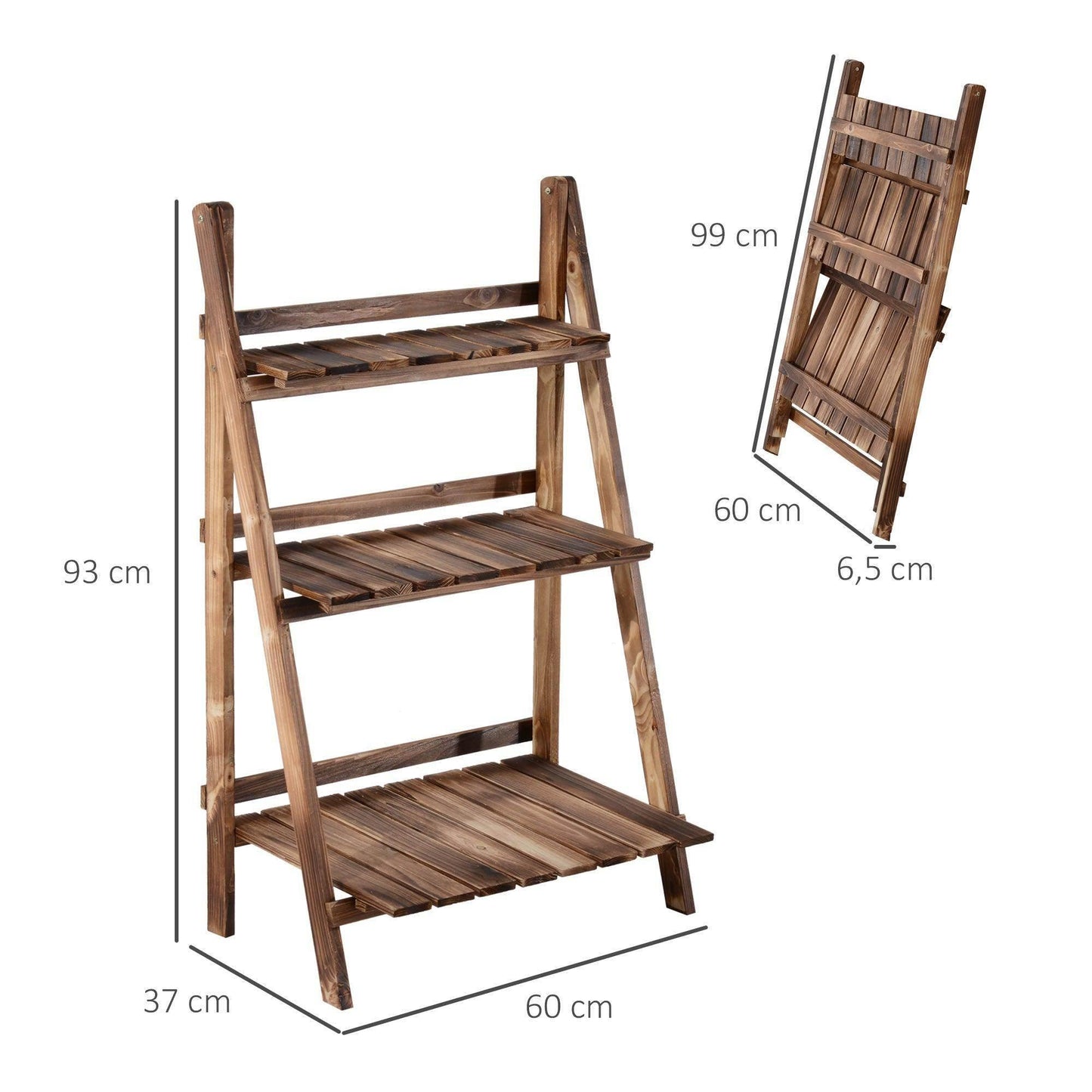 Outsunny Wooden Garden Planter Stand - 3 Tier Display Rack - ALL4U RETAILER LTD