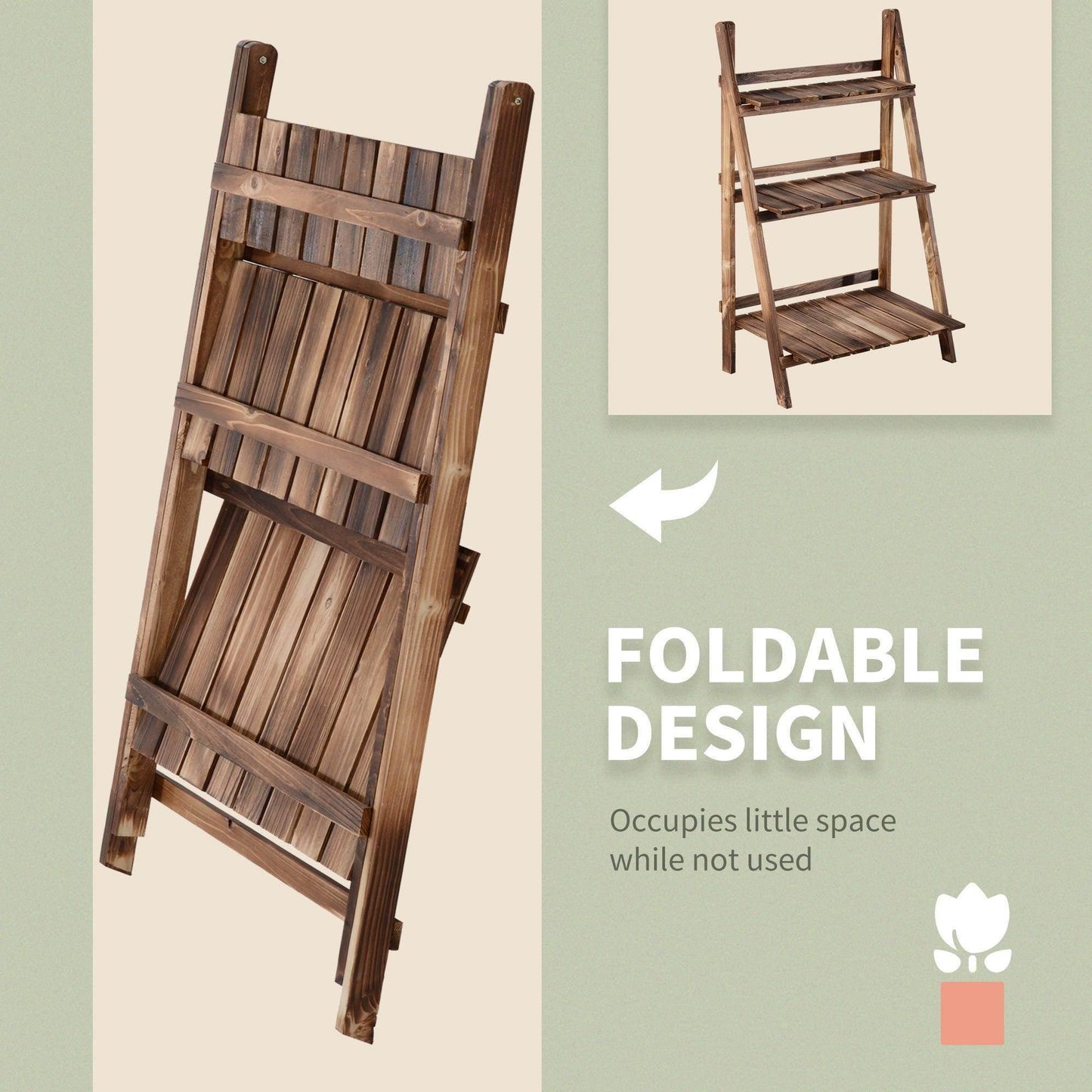 Outsunny Wooden Garden Planter Stand - 3 Tier Display Rack - ALL4U RETAILER LTD