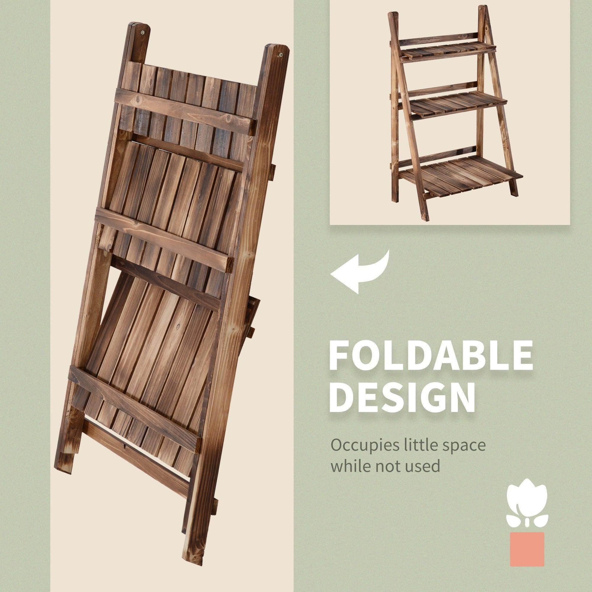 Outsunny Wooden Garden Planter Stand - 3 Tier Display Rack - ALL4U RETAILER LTD