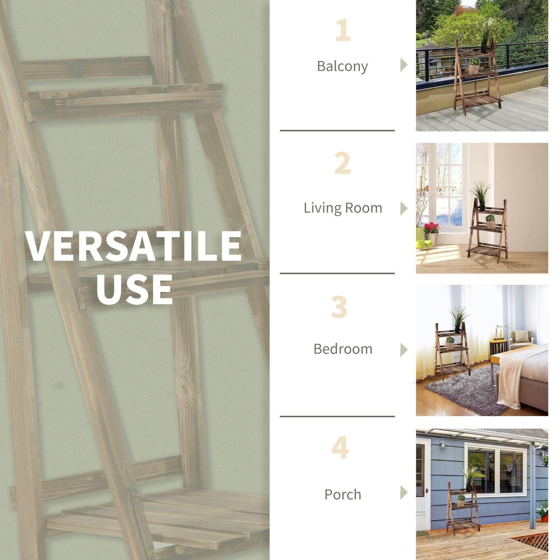 Outsunny Wooden Garden Planter Stand - 3 Tier Display Rack - ALL4U RETAILER LTD