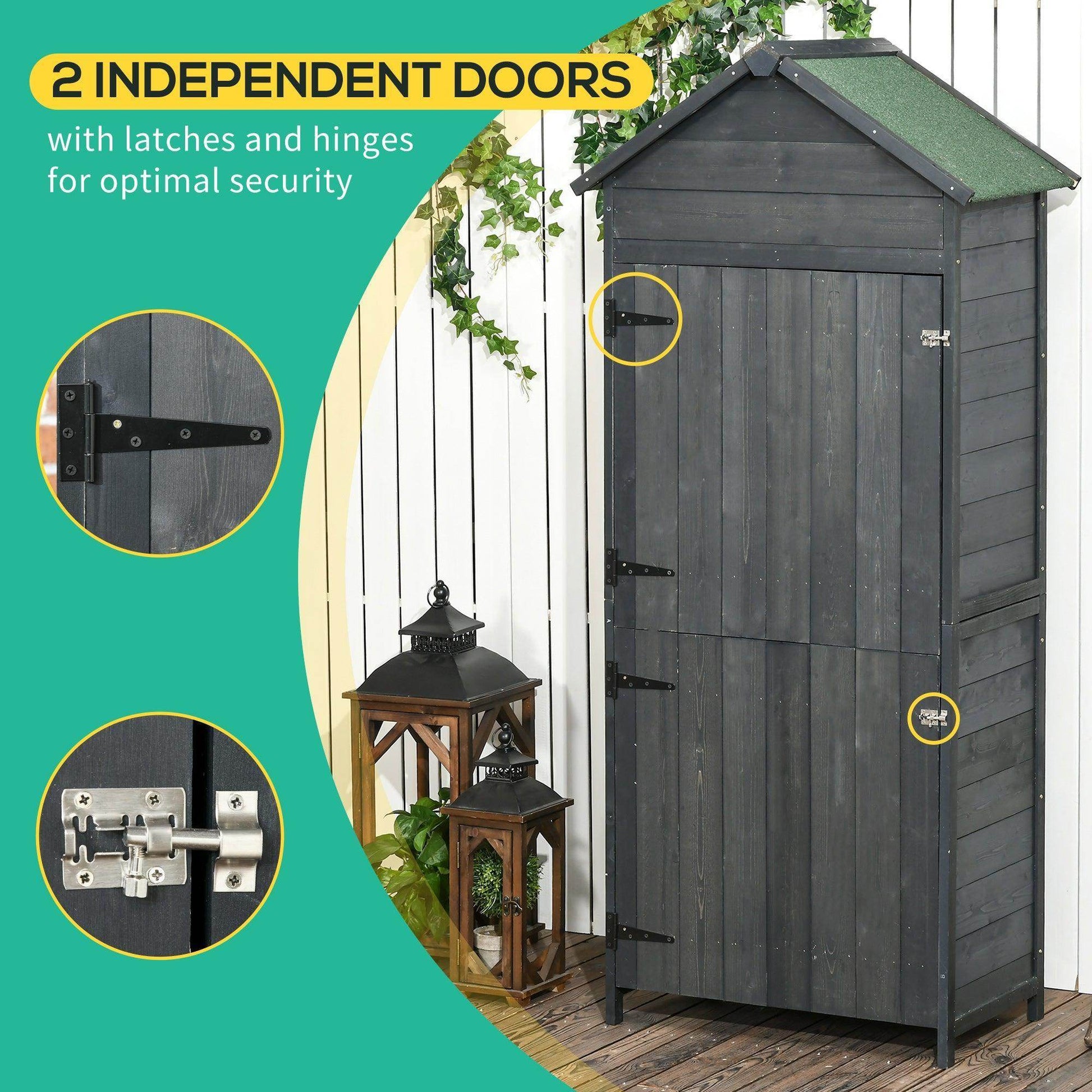 Outsunny Wooden Outdoor Garden Shed - Grey - ALL4U RETAILER LTD