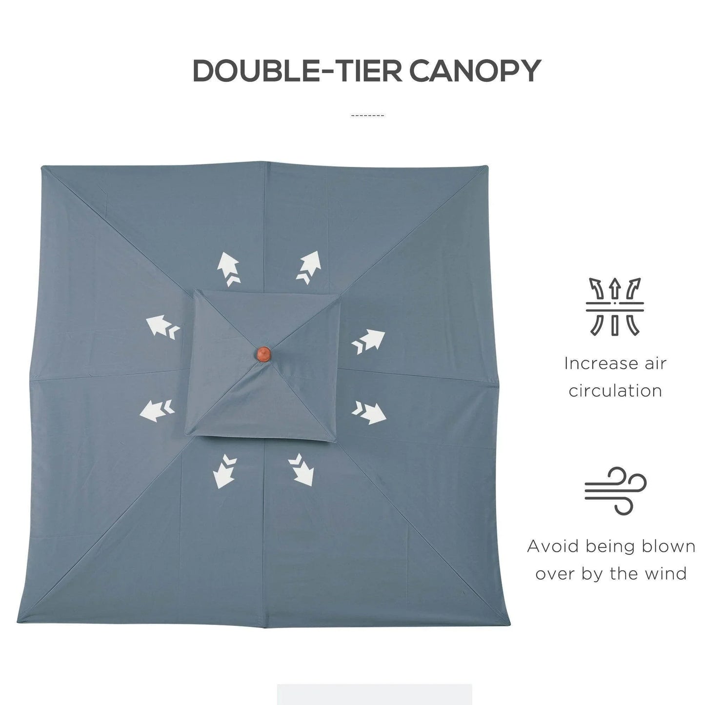 Outsunny Wooden Pagoda Umbrella - Dark Grey - ALL4U RETAILER LTD