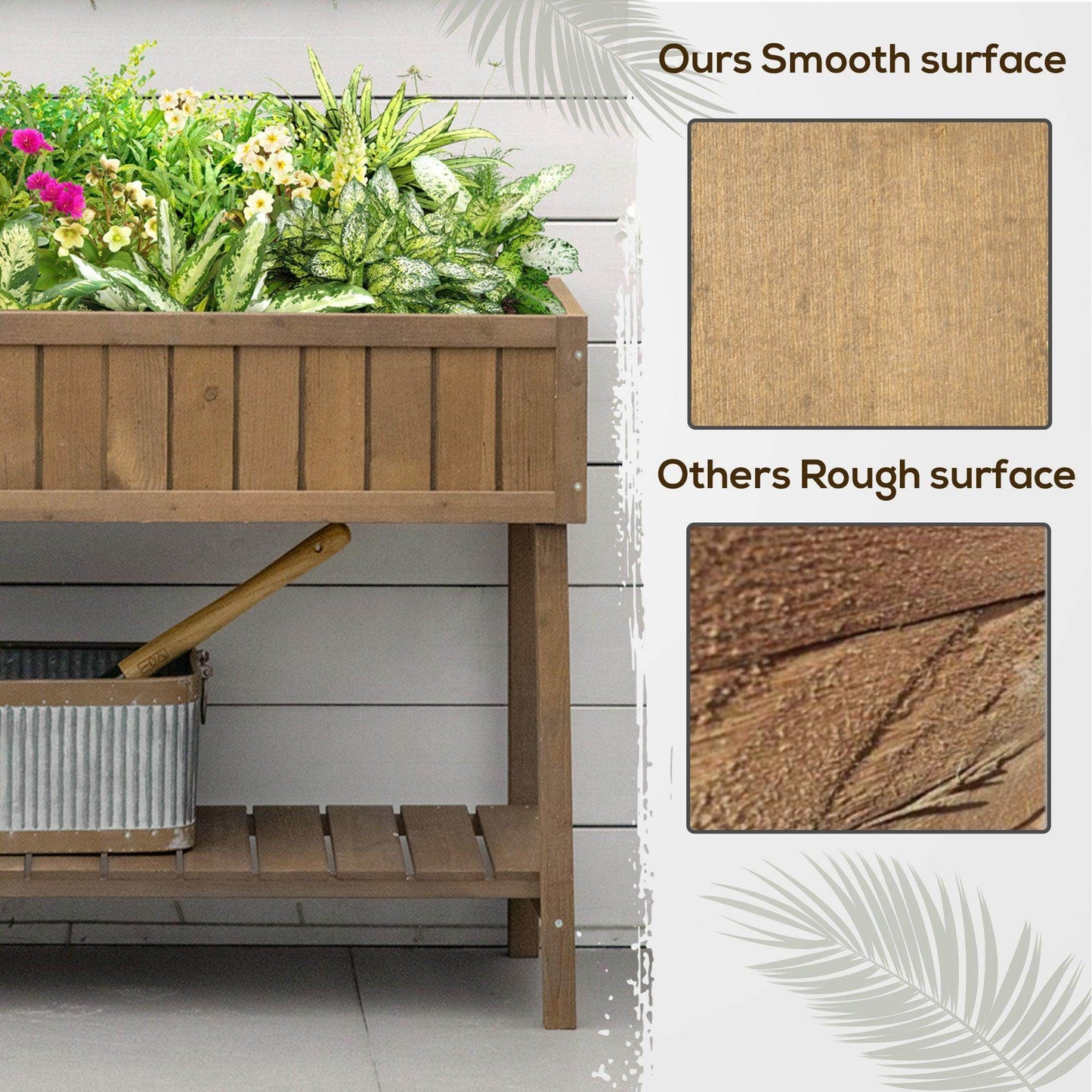 Outsunny Wooden Planter Bed with 8 Boxes - Brown - ALL4U RETAILER LTD