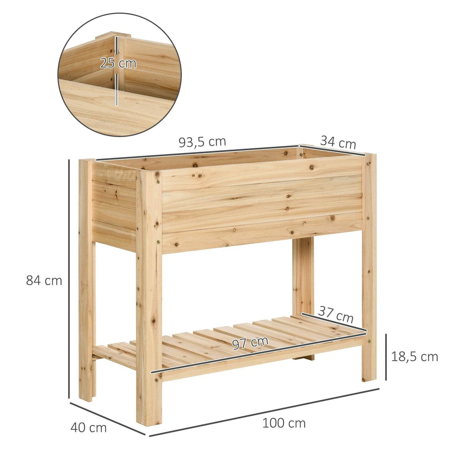 Outsunny Wooden Planter Stand for Outdoor Gardening - Tall - ALL4U RETAILER LTD