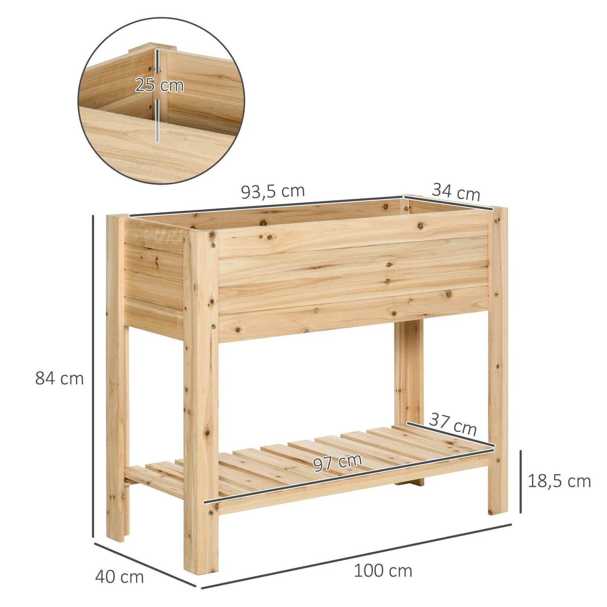 Outsunny Wooden Planter Stand for Outdoor Gardening - Tall - ALL4U RETAILER LTD