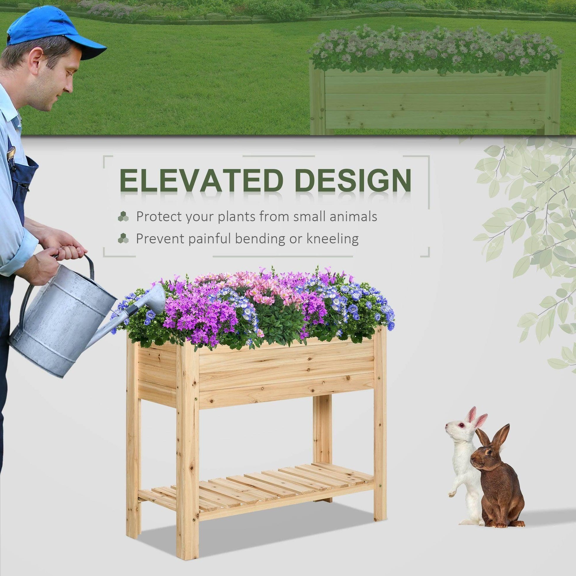 Outsunny Wooden Planter Stand for Outdoor Gardening - Tall - ALL4U RETAILER LTD