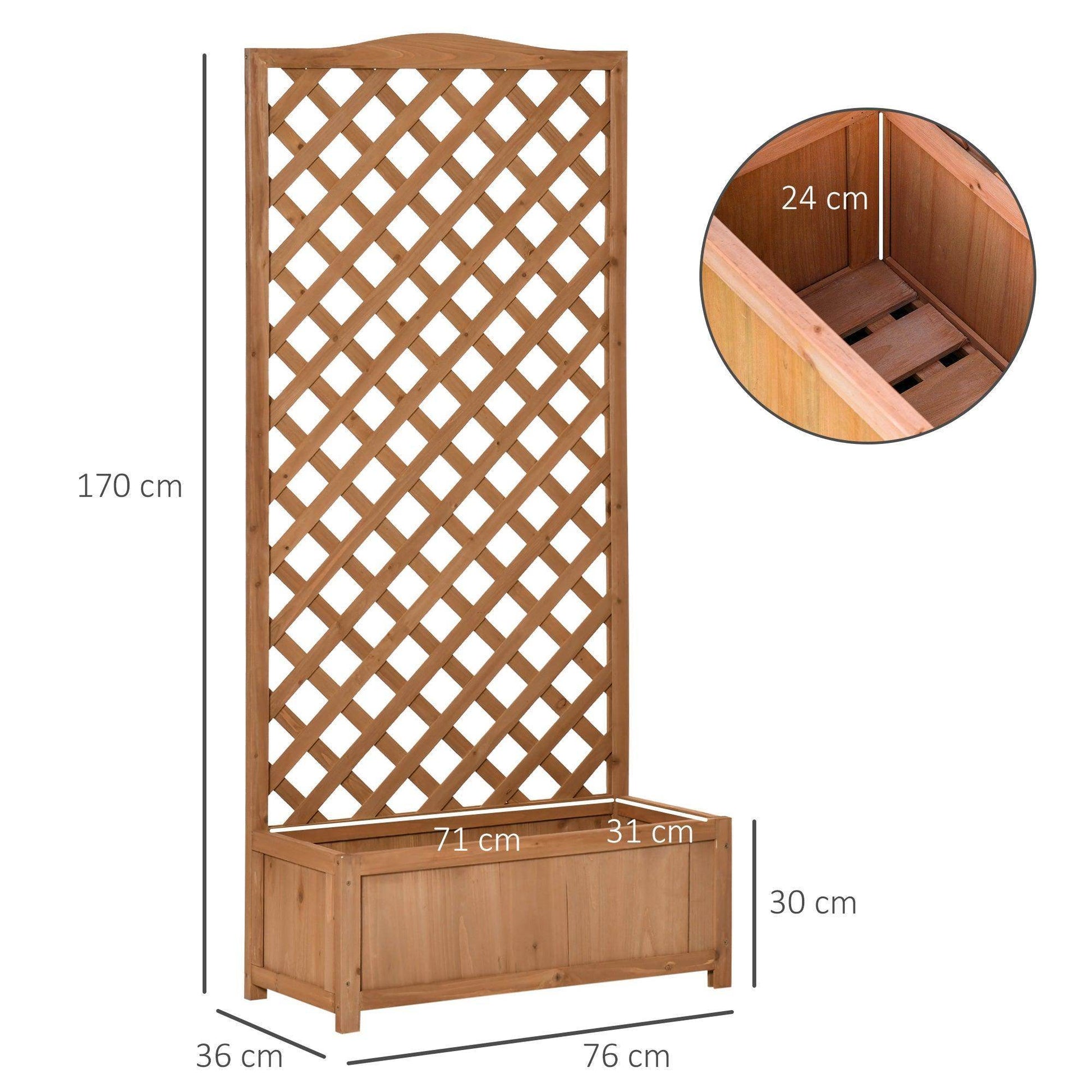 Outsunny Wooden Planter with Trellis - Brown - ALL4U RETAILER LTD