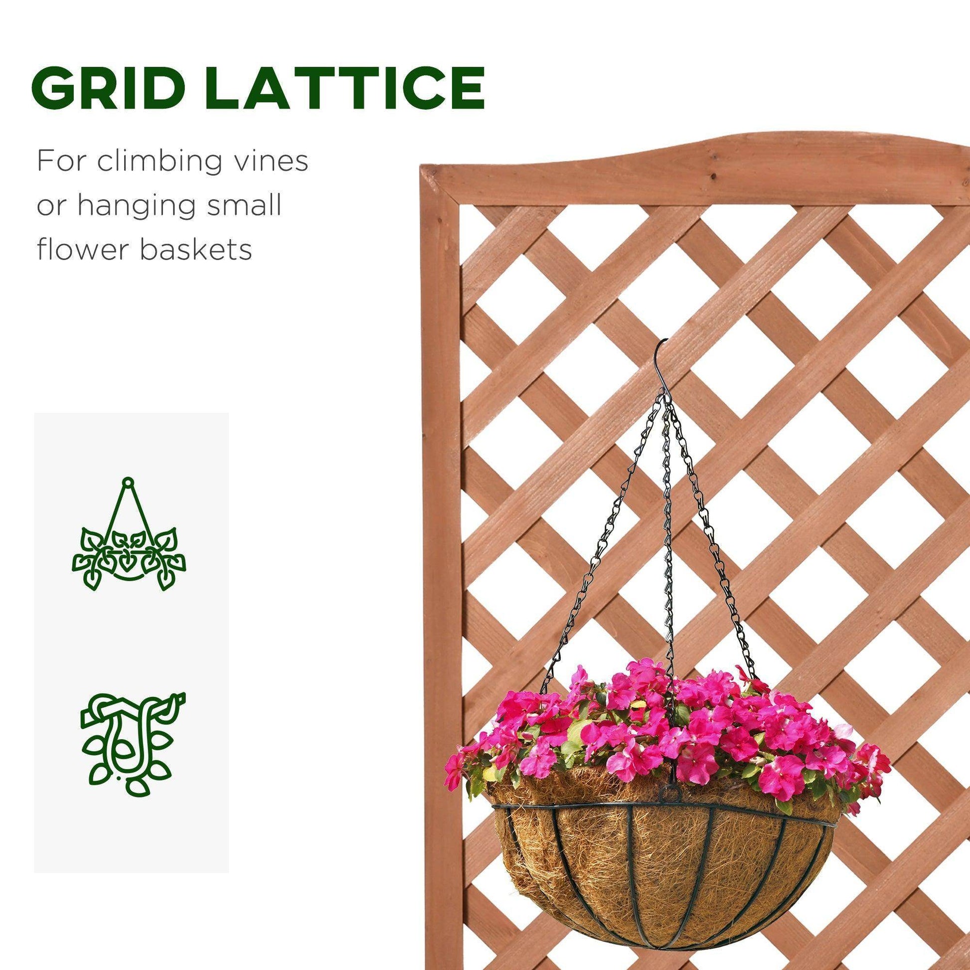 Outsunny Wooden Planter with Trellis - Brown - ALL4U RETAILER LTD