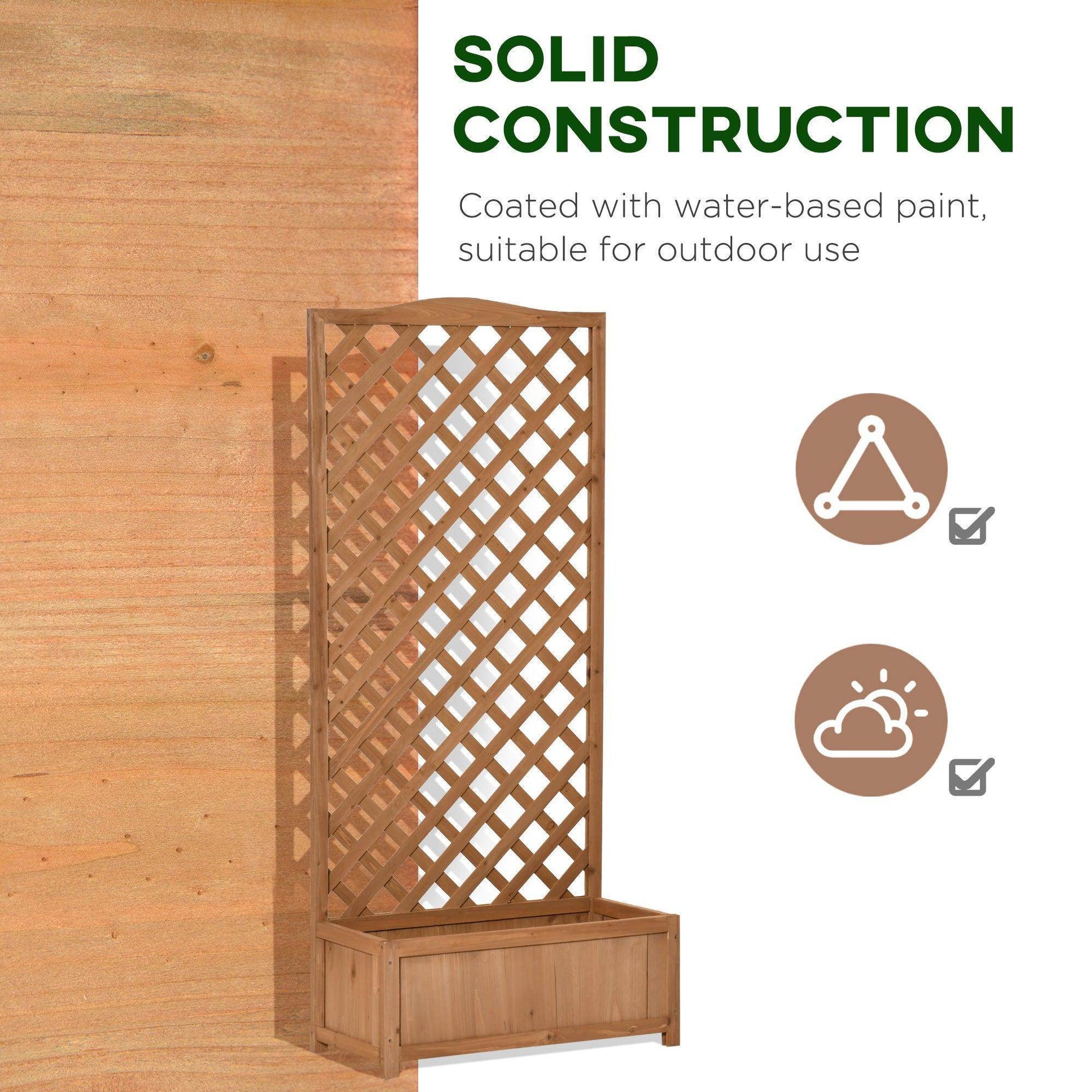 Outsunny Wooden Planter with Trellis - Brown - ALL4U RETAILER LTD