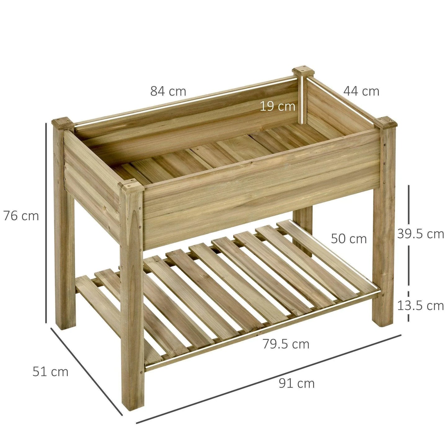 Outsunny Wooden Raised Garden Bed with Legs and Storage Shelf - ALL4U RETAILER LTD