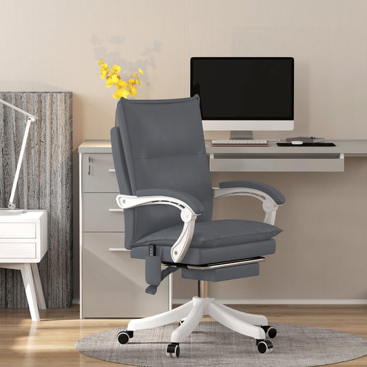 Vinsetto Grey Massage Office Chair with Heat and Footrest - ALL4U RETAILER LTD