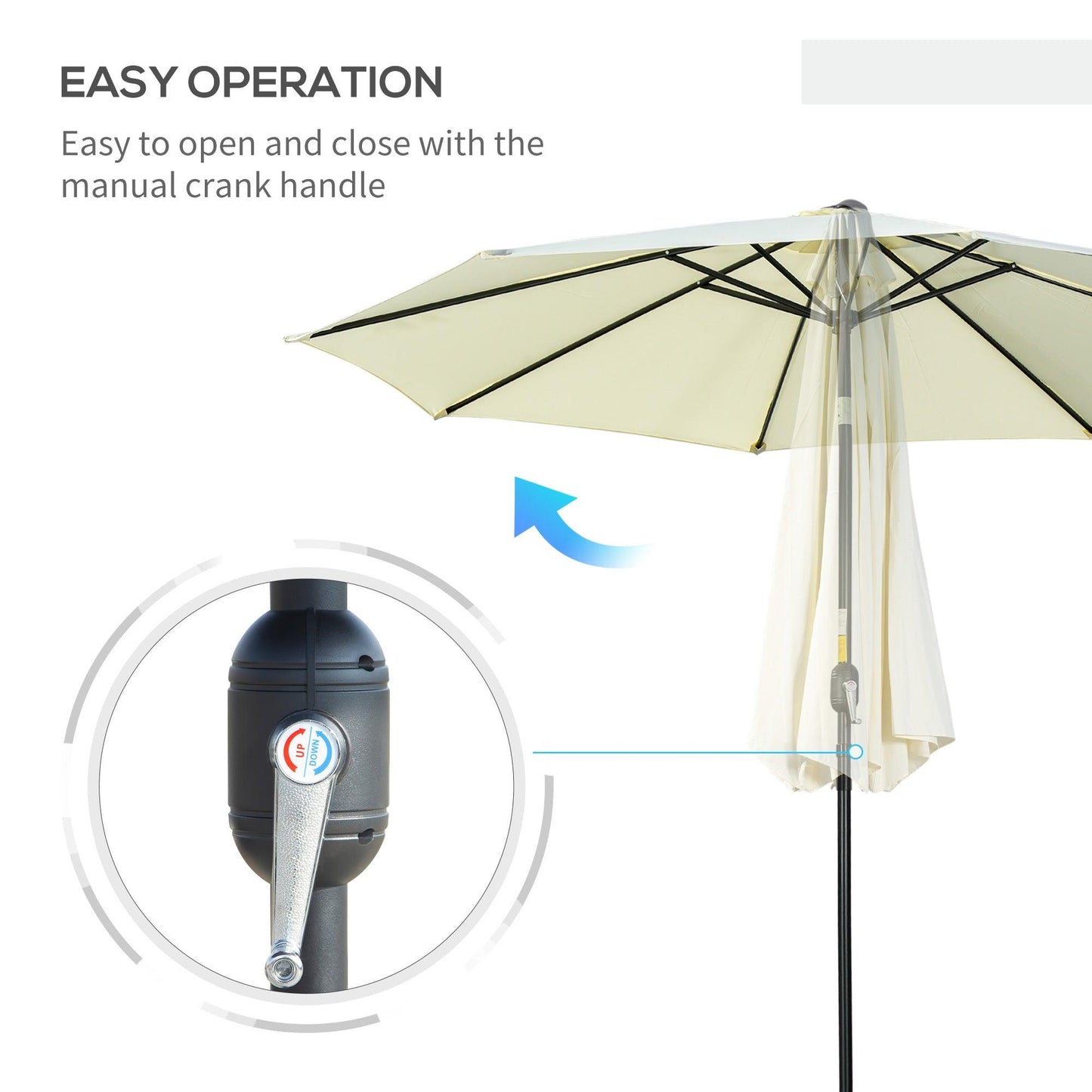 Outsunny 3(m) Patio Umbrella Outdoor Sunshade Canopy w/ Tilt & Crank Beige - ALL4U RETAILER LTD