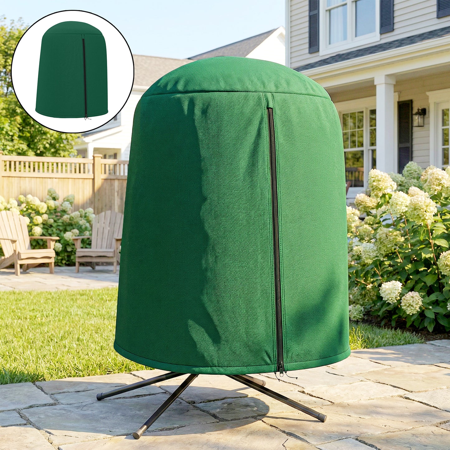 Outsunny 190 x 128cm Hanging Egg Chair Cover Green Weatherproof Outdoor Furniture Protector