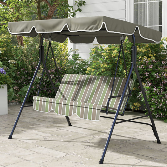 Outsunny Three Seater Garden Swing Chair With Adjustable Canopy And Padded Seat For Outdoor Patio Green