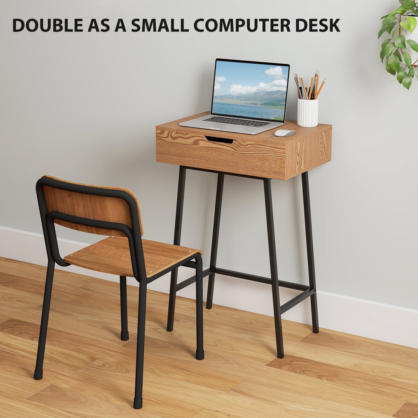 HOMCOM Vanity Desk With Flip Up Mirror And 16 Small Compartments Natural Wood Effect Dressing Table For Bedroom