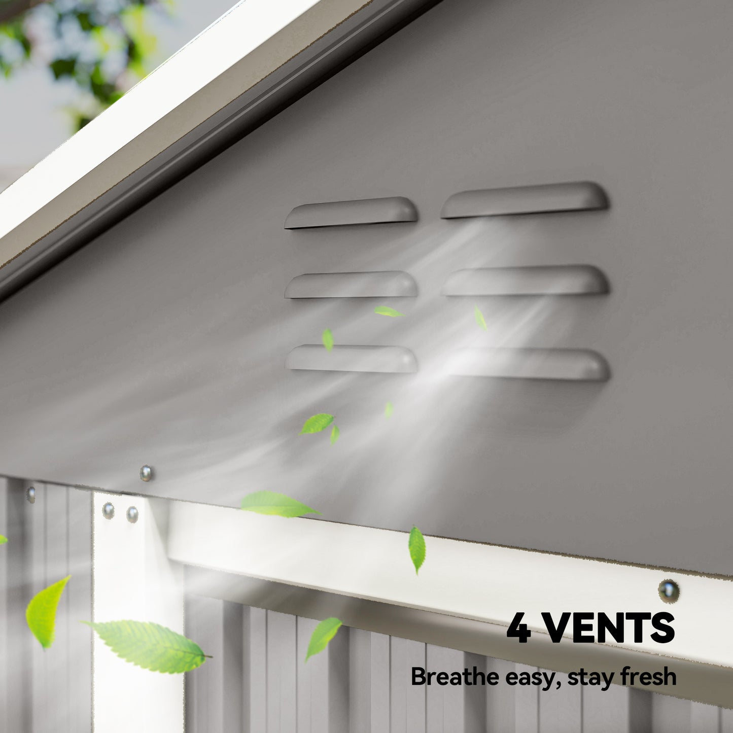Outsunny 6.5 By 3.5 Feet Galvanised Steel Garden Storage Shed With Double Sliding Doors Light Grey