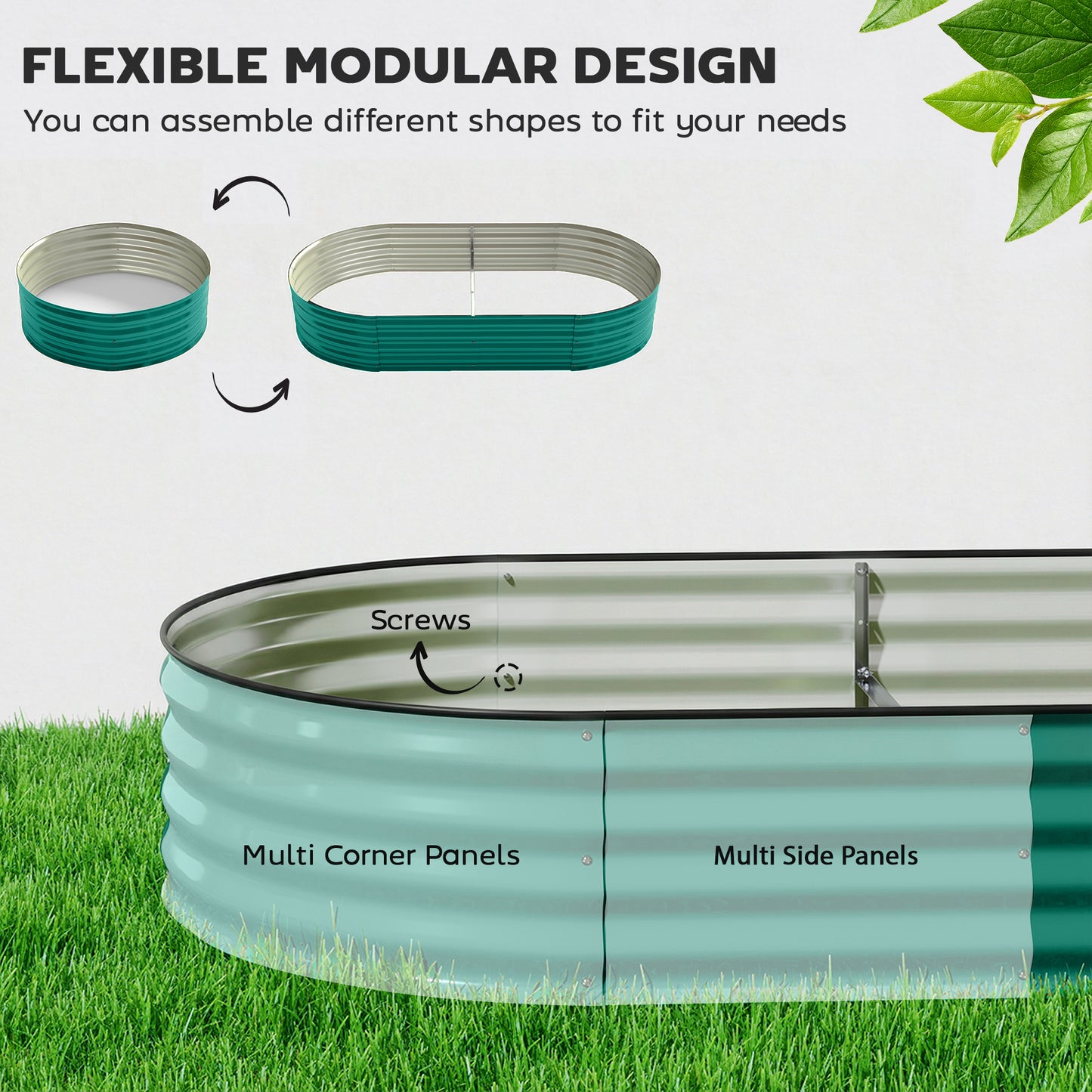 Outsunny Galvanised Raised Garden Bed With Safety Edging Light Green For Flowers Herbs Succulents