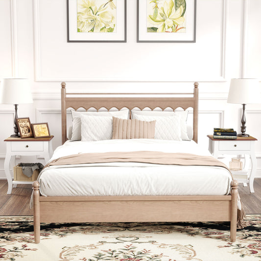 HOMCOM Two Piece Bedside Tables With Drawer In French Style With Open Shelf White Bedroom Nightstands