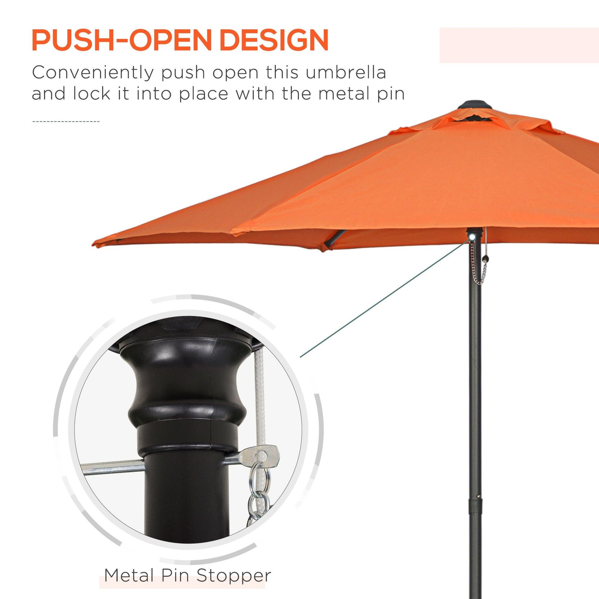 Outsunny 2m Parasol Patio Umbrella, Outdoor Sun Shade with 6 Ribs Orange - ALL4U RETAILER LTD