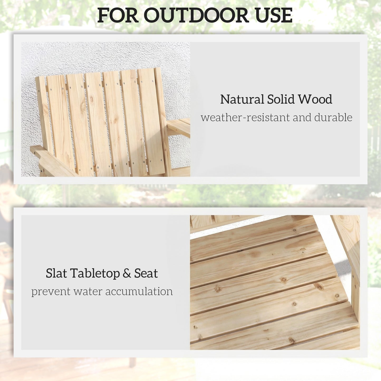 Outsunny 2 Seater Outdoor Garden Loveseat With Table And Parasol Hole In Natural Fir Wood Finish