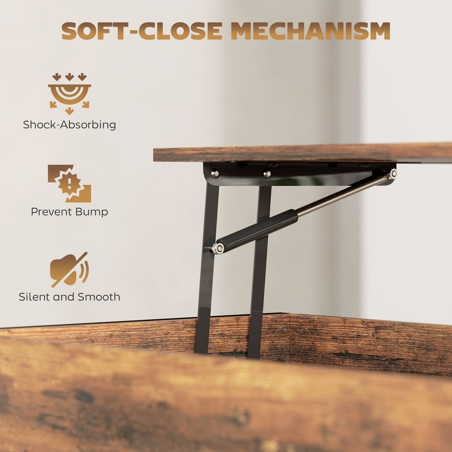 HOMCOM Lift Top Coffee Table With Storage Rustic Brown Modern Centerpiece For Living Room