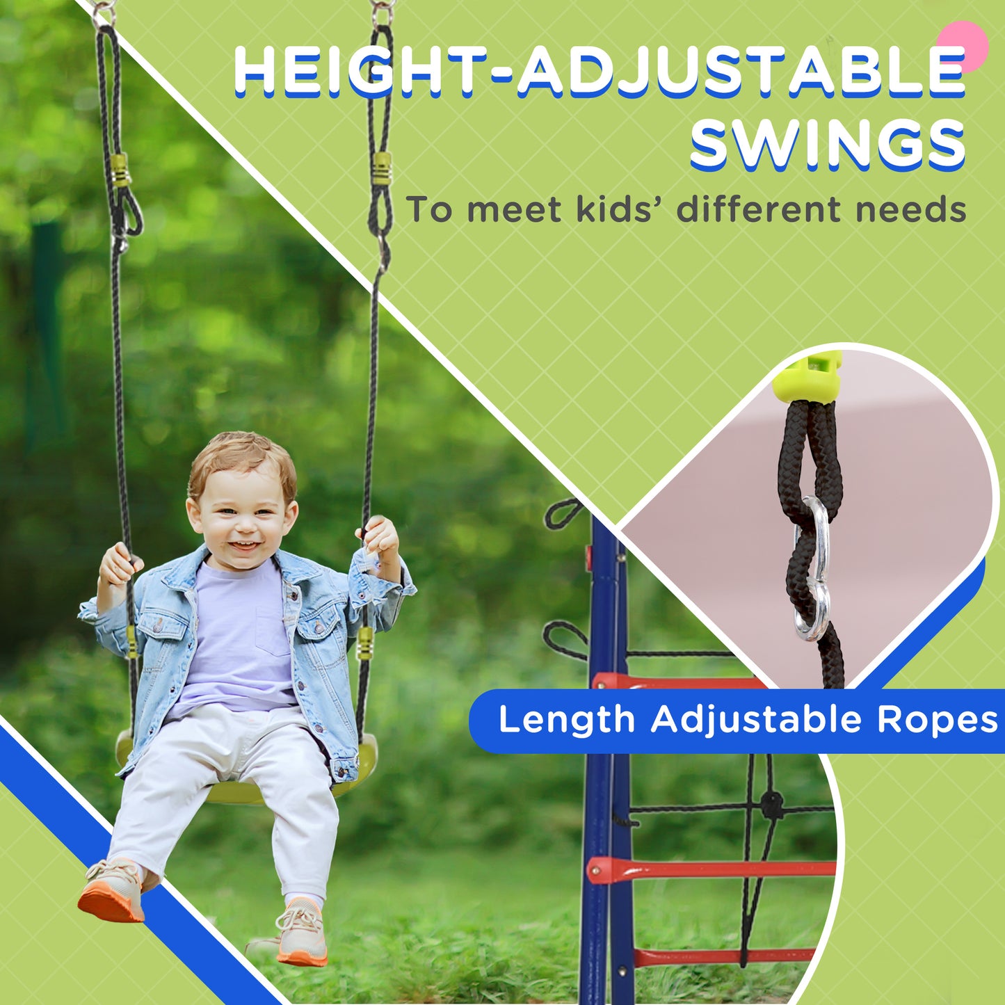 Outsunny 6-in-1 Outdoor Playset for Kids: Swing, Climbing Frame, Glider, Trapeze Bar, and Basketball Hoop - ALL4U RETAILER LTD