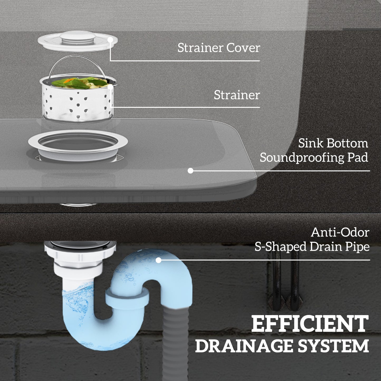 HOMCOM Outdoor Stainless Steel Utility Sink With Free Standing Single Bowl And Storage Shelf Hot And Cold Water