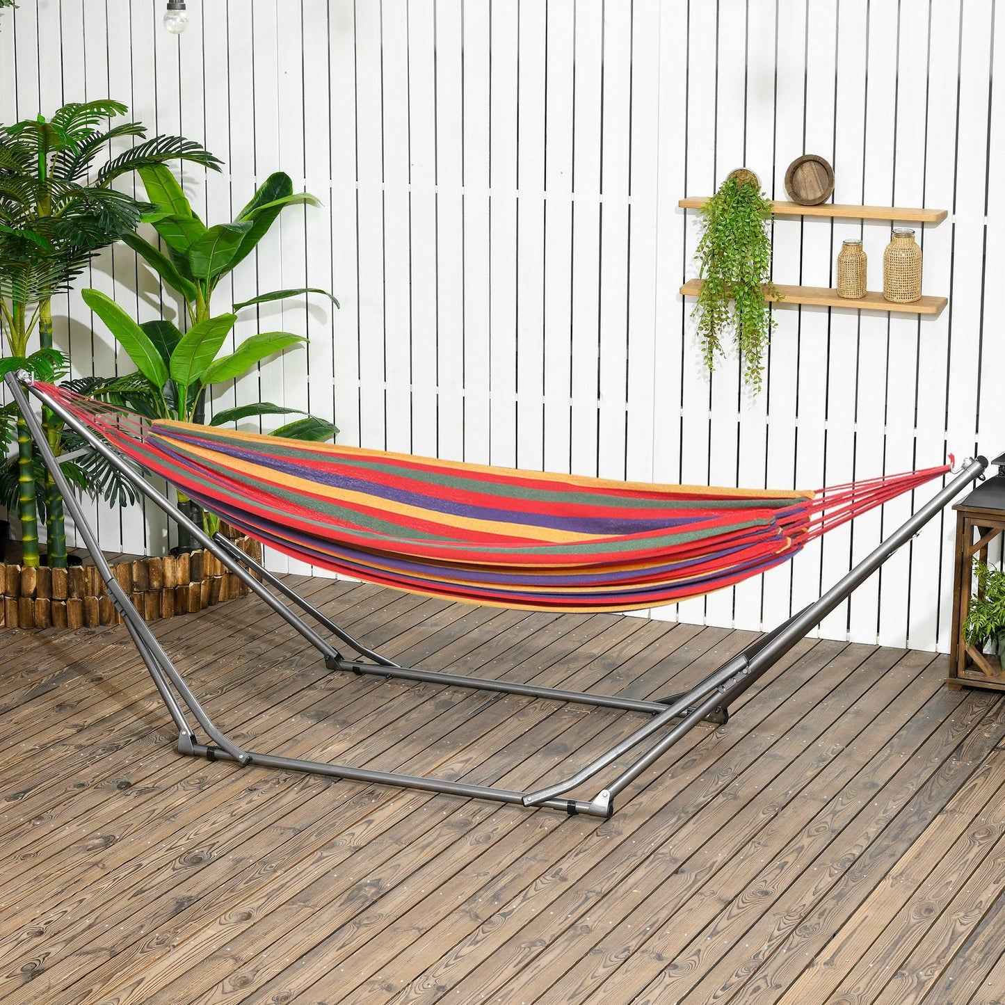 Outsunny Foldable Hammock Stand, 2 in 1 Hammock Net Stand & Clothes Drying Rack - ALL4U RETAILER LTD